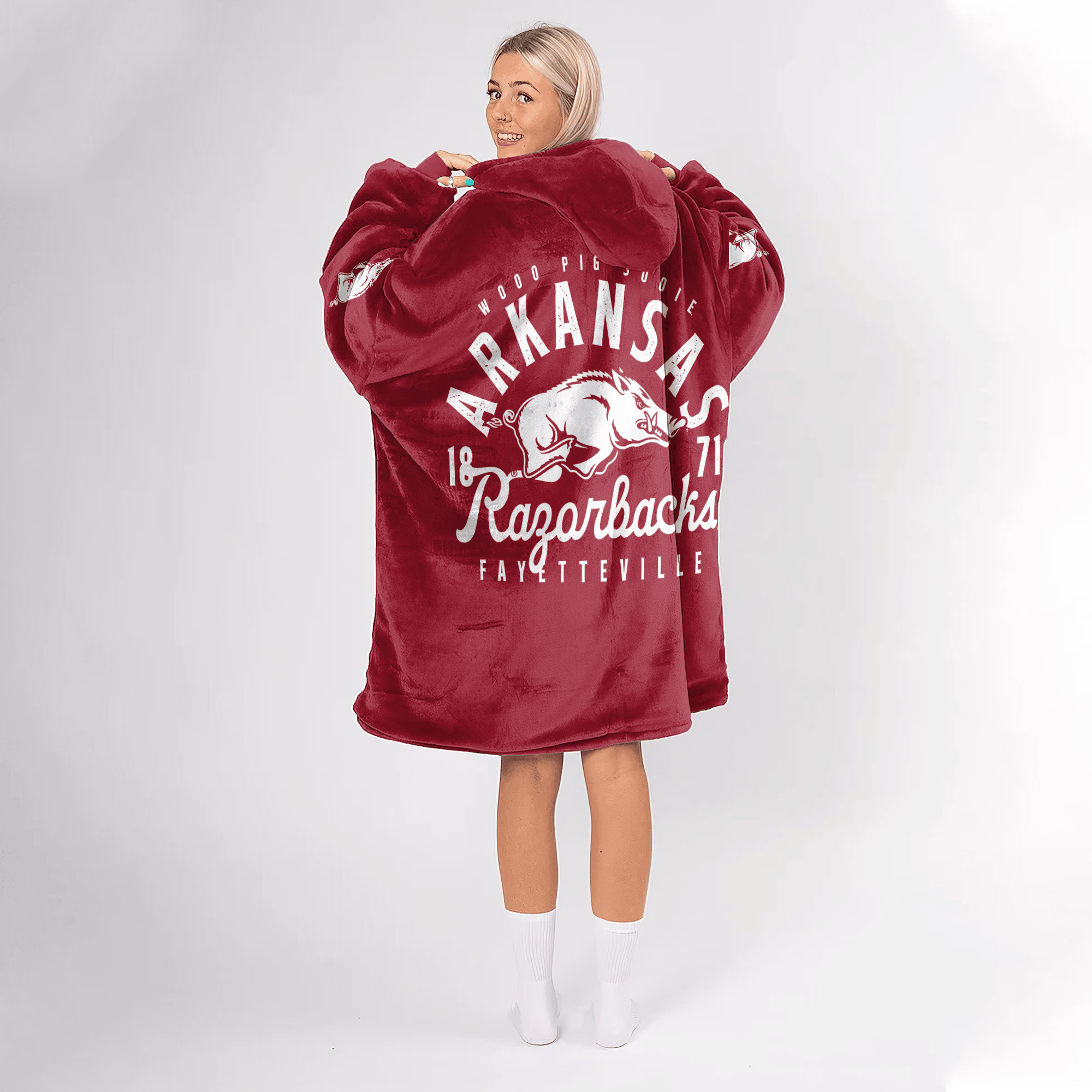 Adult Arkansas Football Unisex Blanket Hoodie