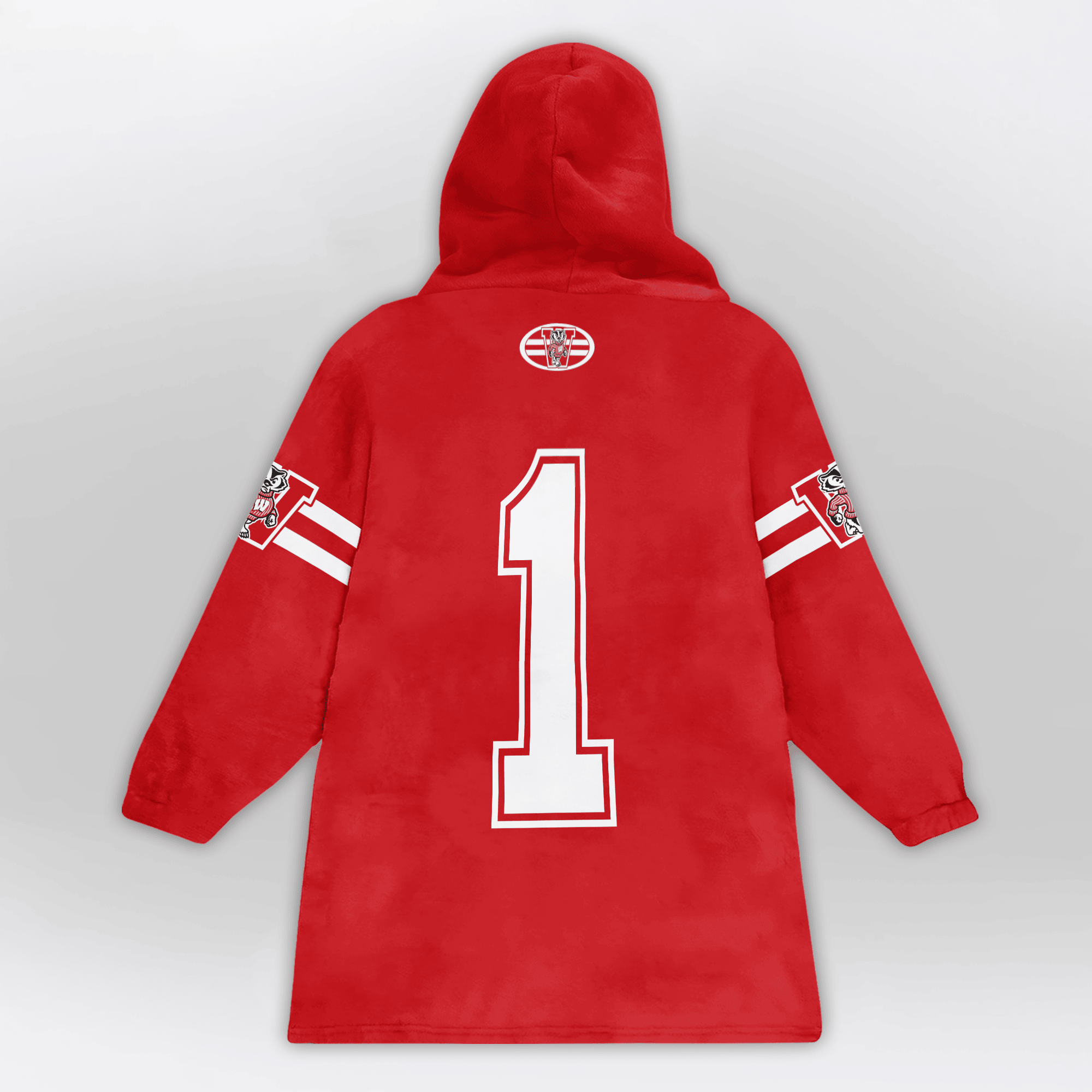 Adult #1 Wisconsin Football Unisex Blanket Hoodie