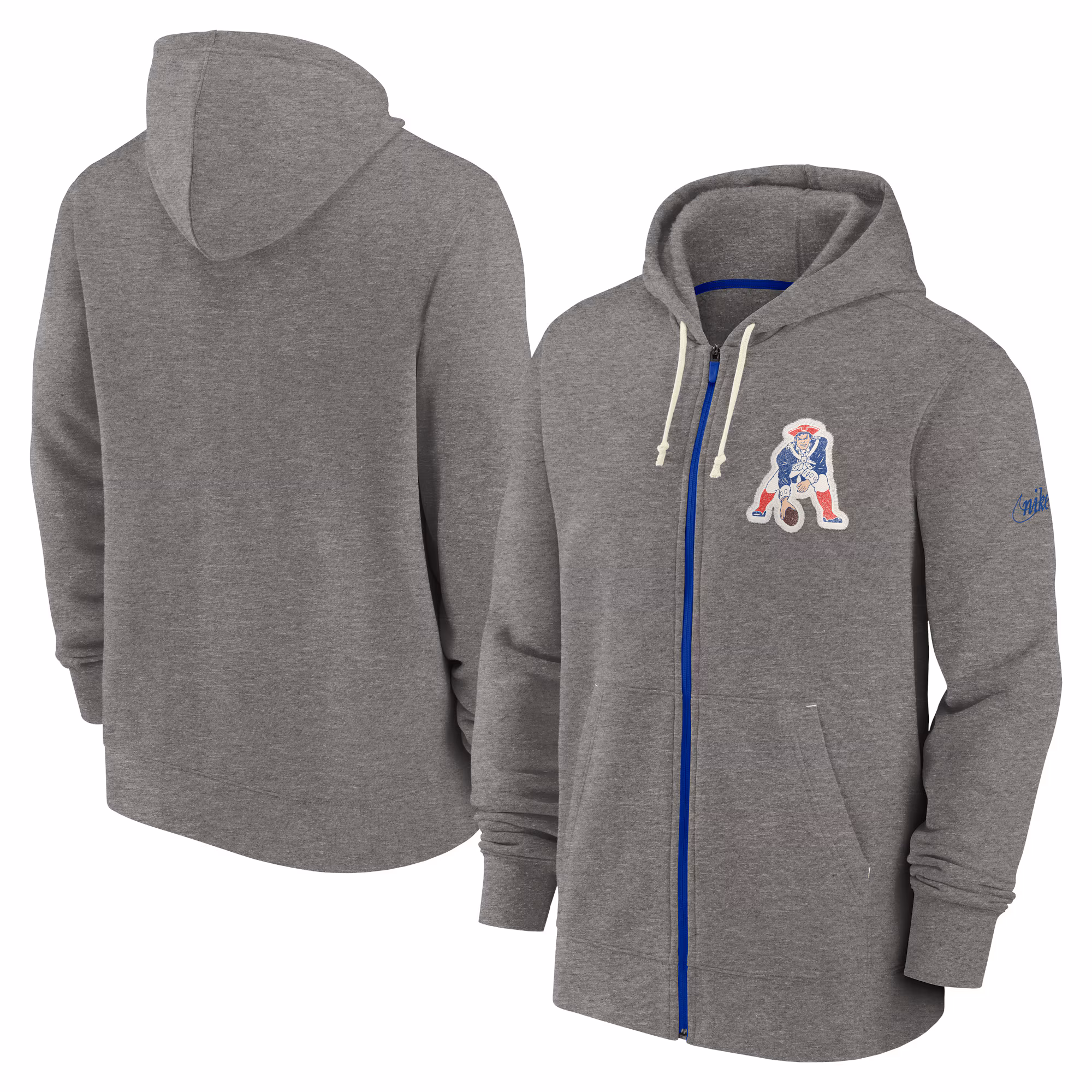 New England Patriots Historic Lifestyle Full-Zip Hoodie - Heather Charcoal