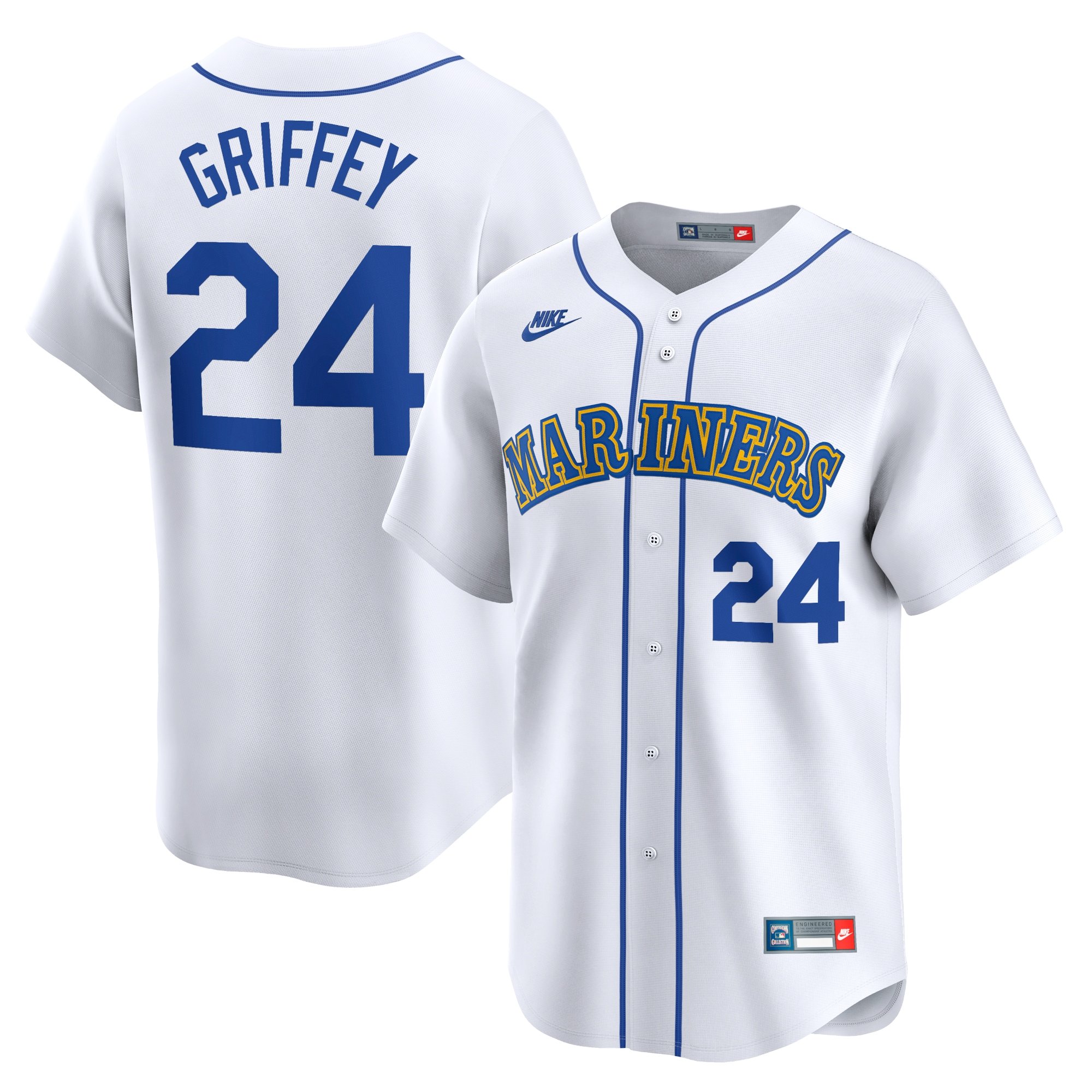 Men's Seattle Mariners Ken Griffey Jr.  White Throwback Cooperstown Limited Jersey