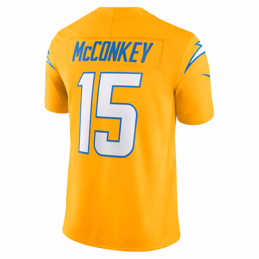 Men's Ladd McConkey #15 Gold Los Angeles Chargers Alternate Charger Power Vapor F.U.S.E. Limited Jersey