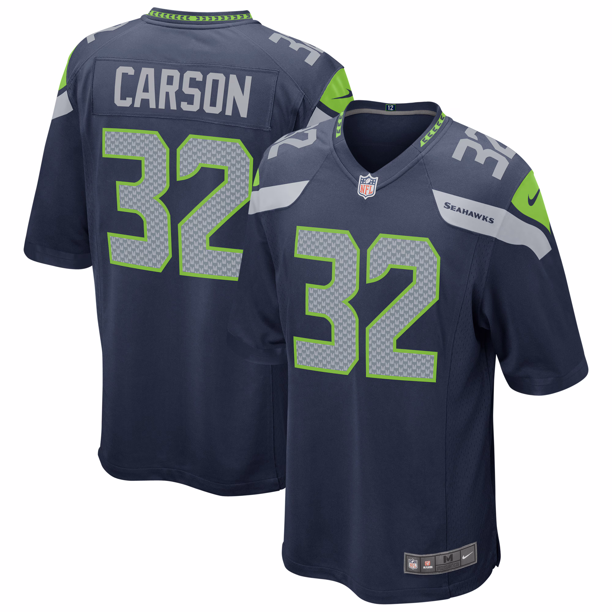 Chris Carson Seattle Seahawks Game Player Jersey - Navy