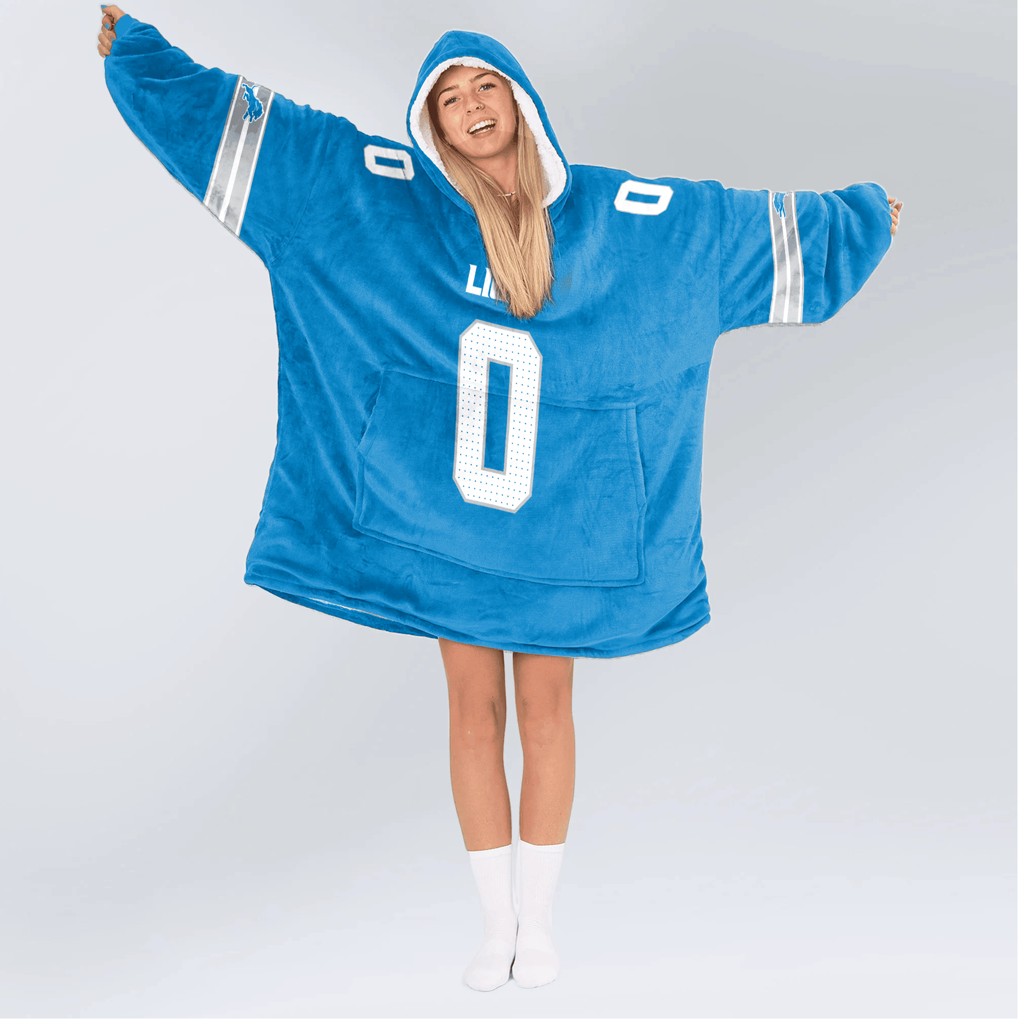 Adult 0 Detroit Football Unisex Blanket Hoodie
