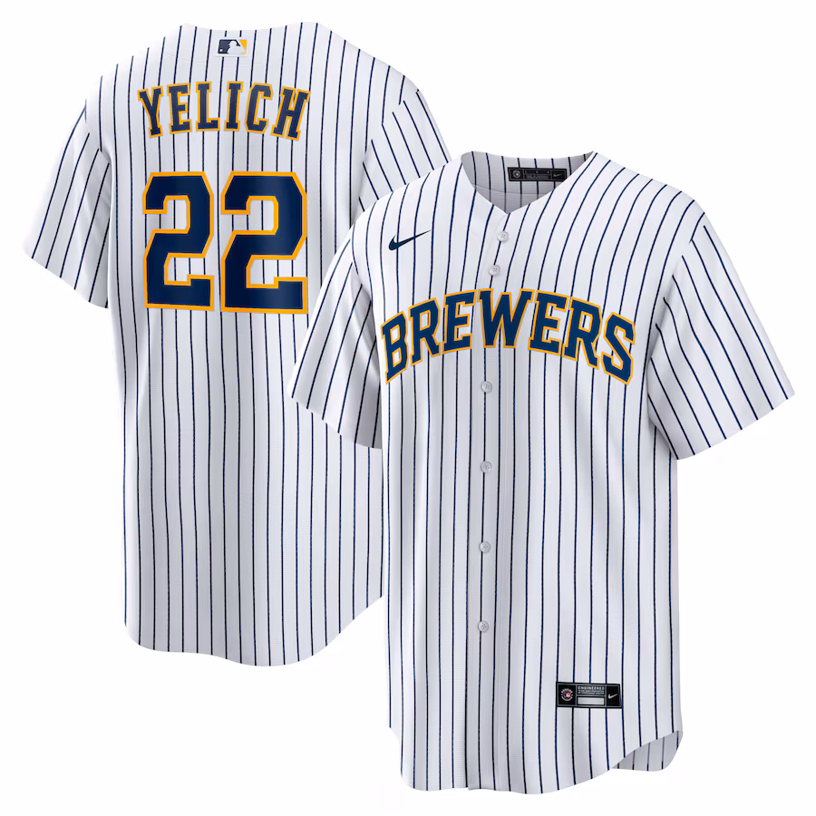 Men's Milwaukee Brewers #22 Christian Yelich White Alternate Replica Player Jersey