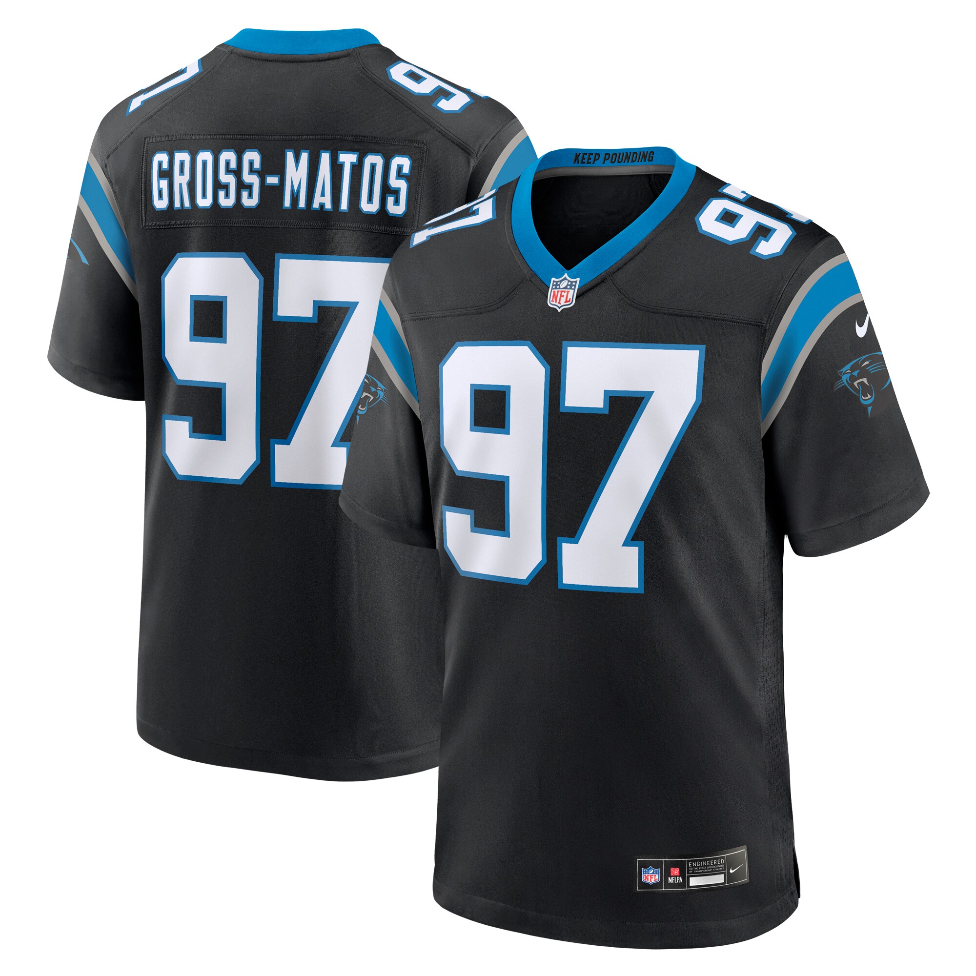 Yetur Gross-Matos Carolina Panthers  Team Game Jersey - Black