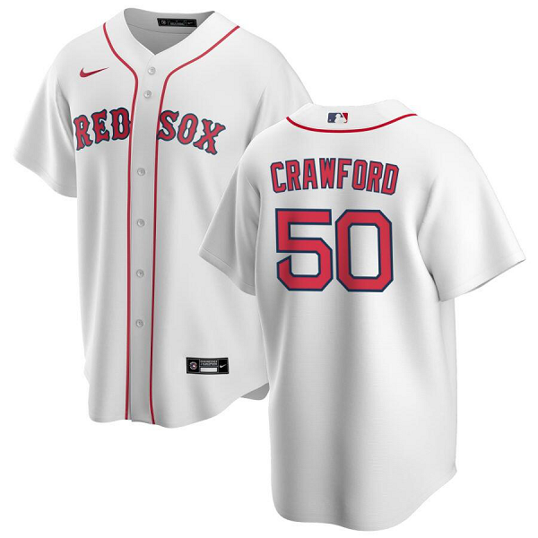 Men's Boston Red Sox #50 Kutter Crawford  White Home Stitched Cool Base Jersey