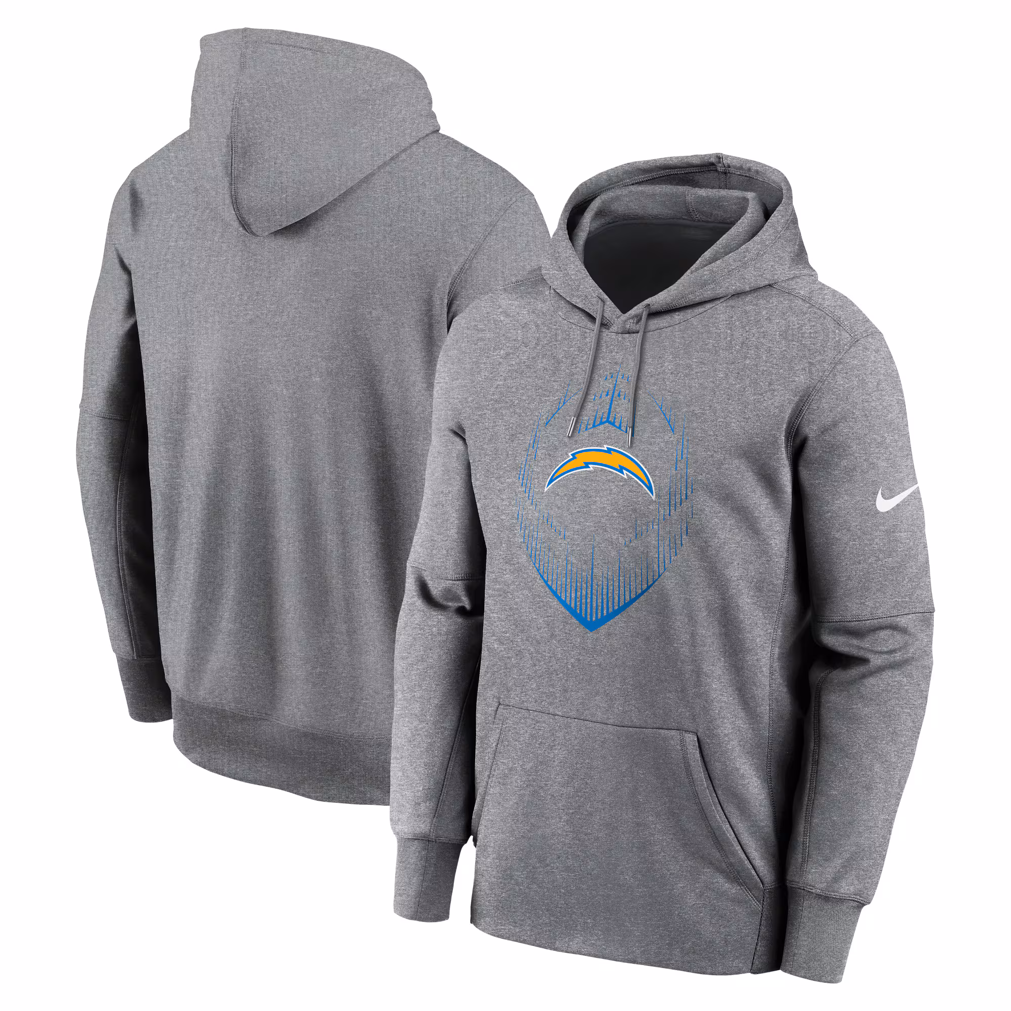 Los Angeles Chargers Icon Performance Pullover Hoodie - Heather Gray