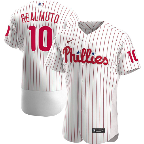 Men's  Philadelphia Phillies #10 JT Realmuto White Home 2020 Player MLB Jersey