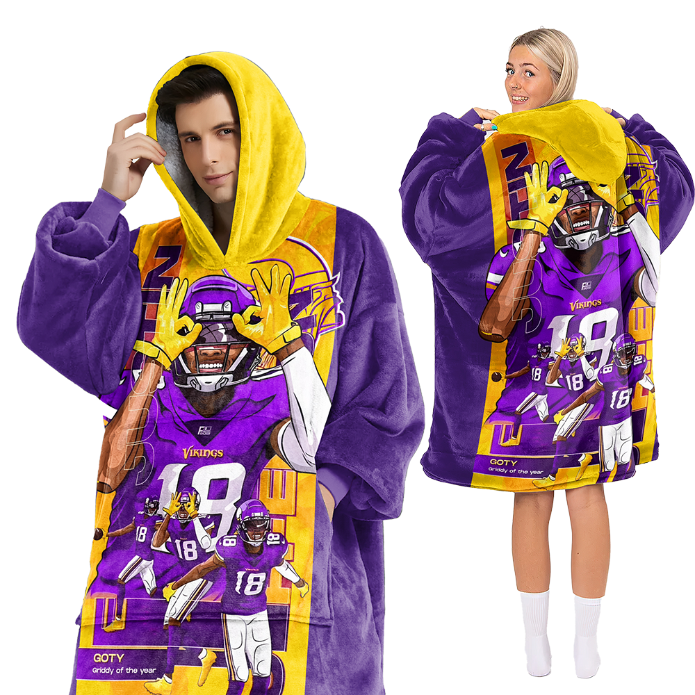 Adult JJ 18 Minnesota Football Unisex Blanket Hoodie