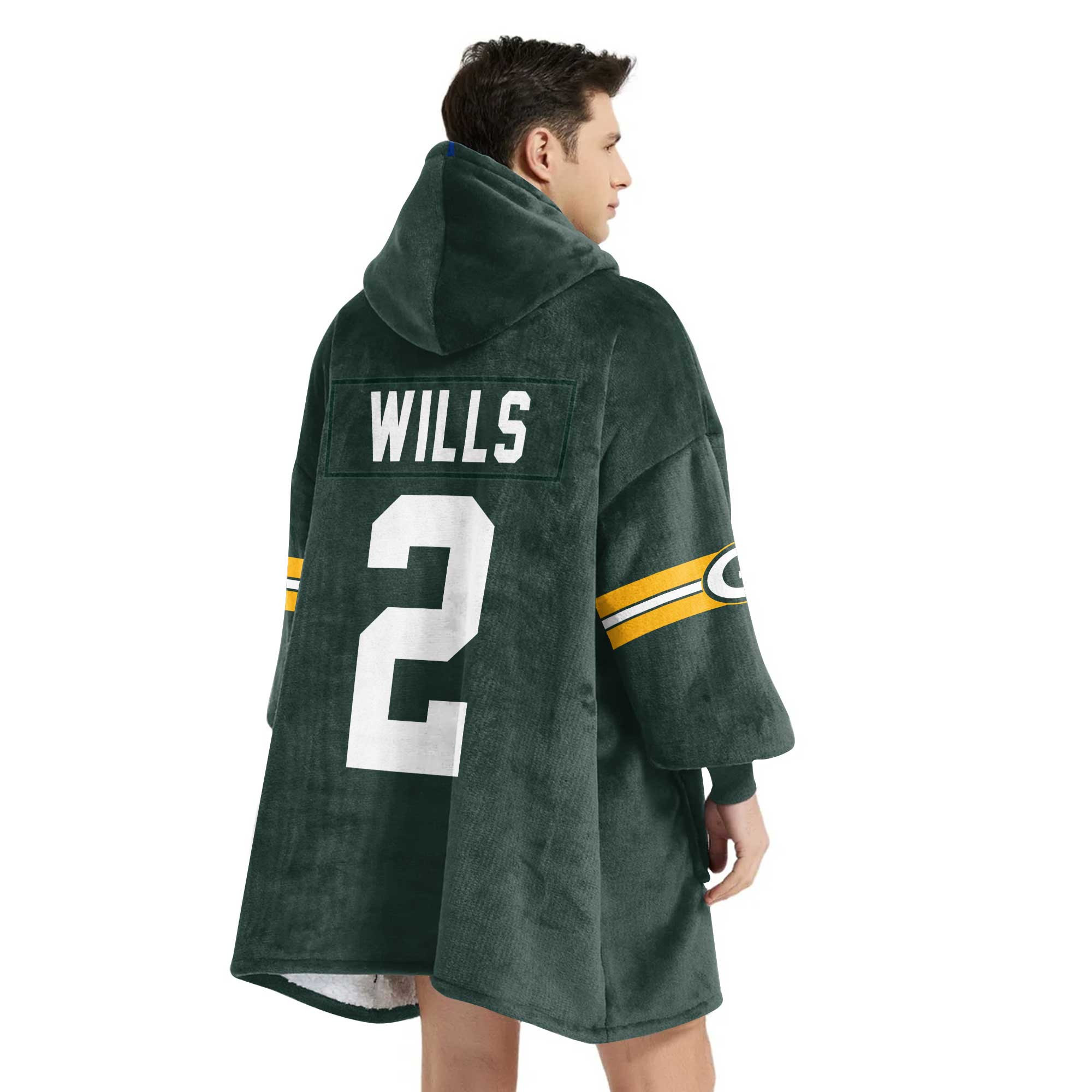 Adult 2 Green Bay Football Unisex Blanket Hoodie