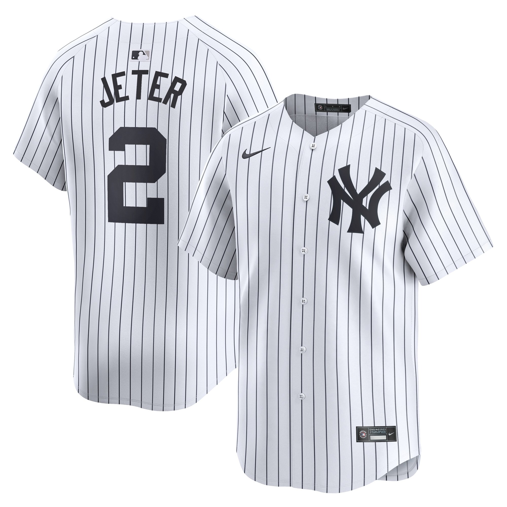 Men's New York Yankees #2 Derek Jeter  White Home Limited Player Jersey