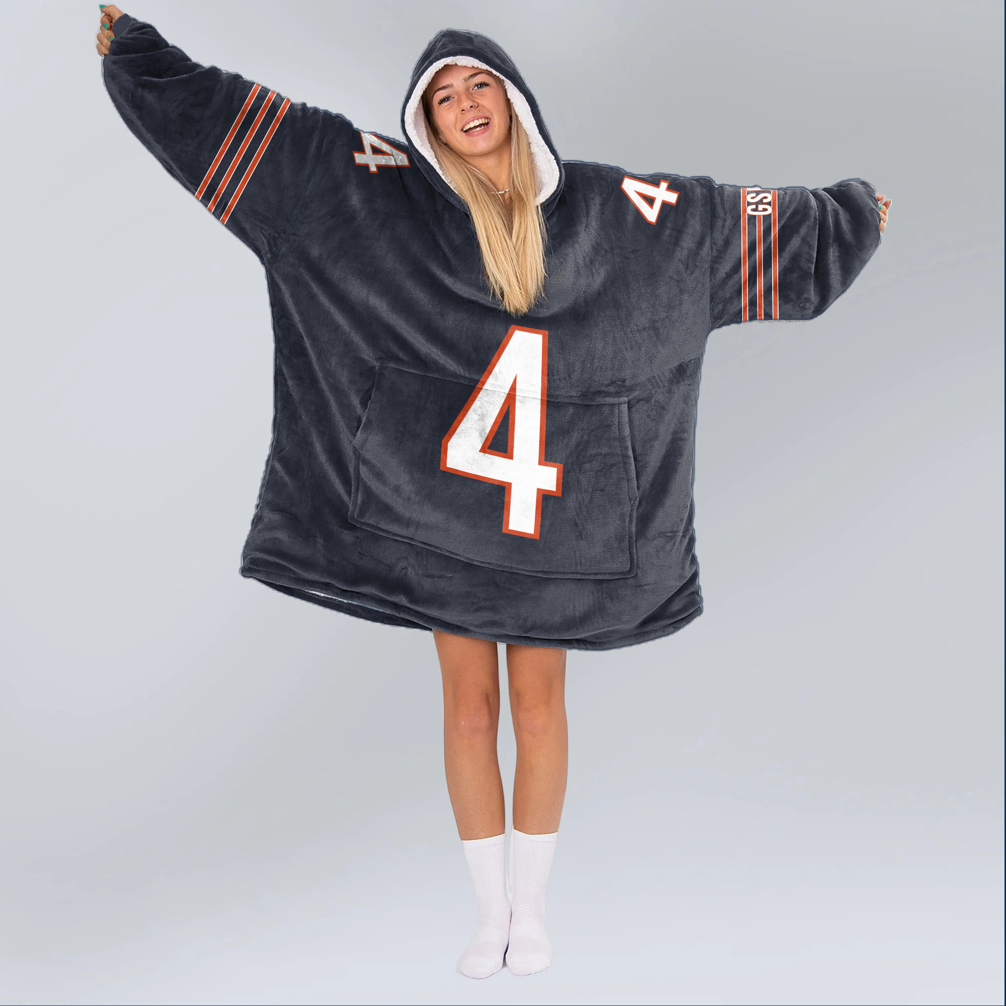 Adult 4 Chicago Football Unisex Blanket Hoodie