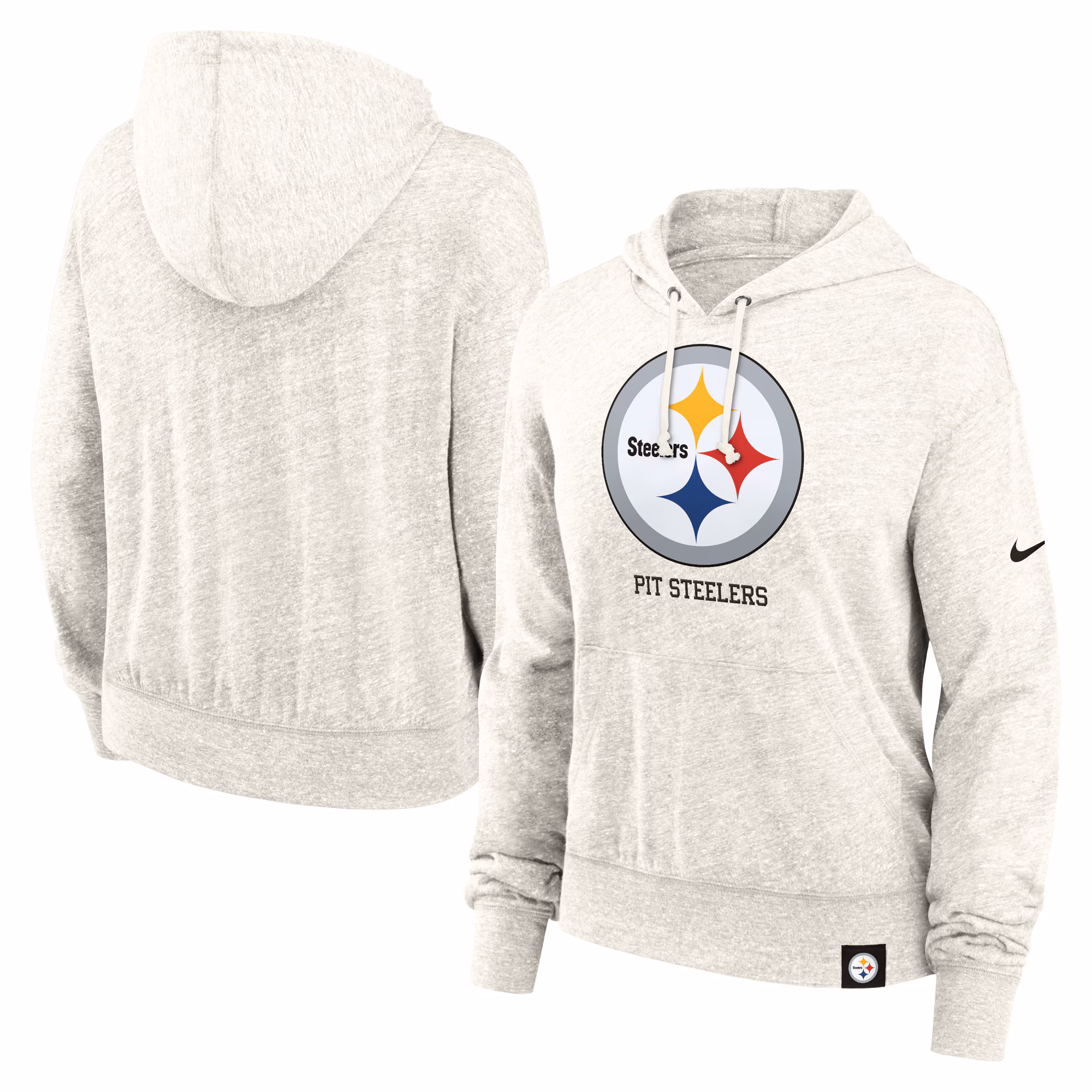Pittsburgh Steelers Women's Gym Vintage Logo Pullover Hoodie - Cream