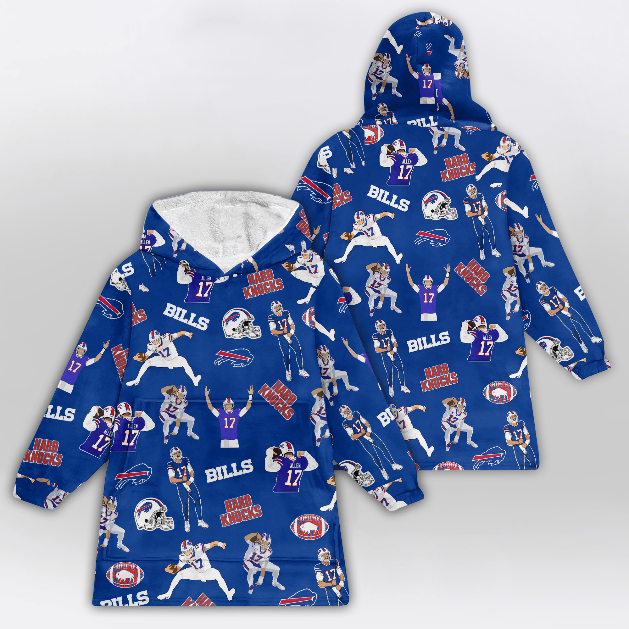 J.A 17 Buffalo Football Full Patterns Unisex Blanket Hoodie