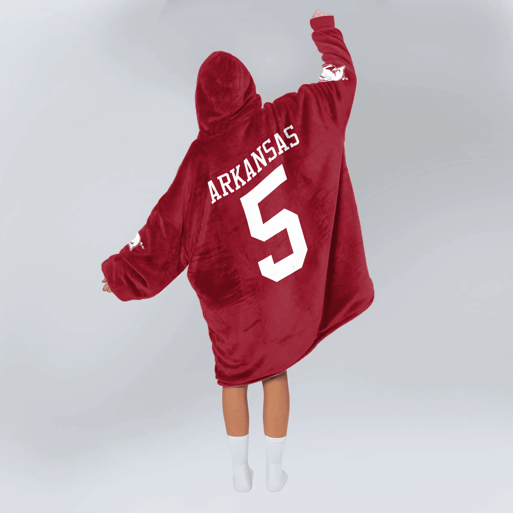 Adult #5 Arkansas Football Unisex Blanket Hoodie