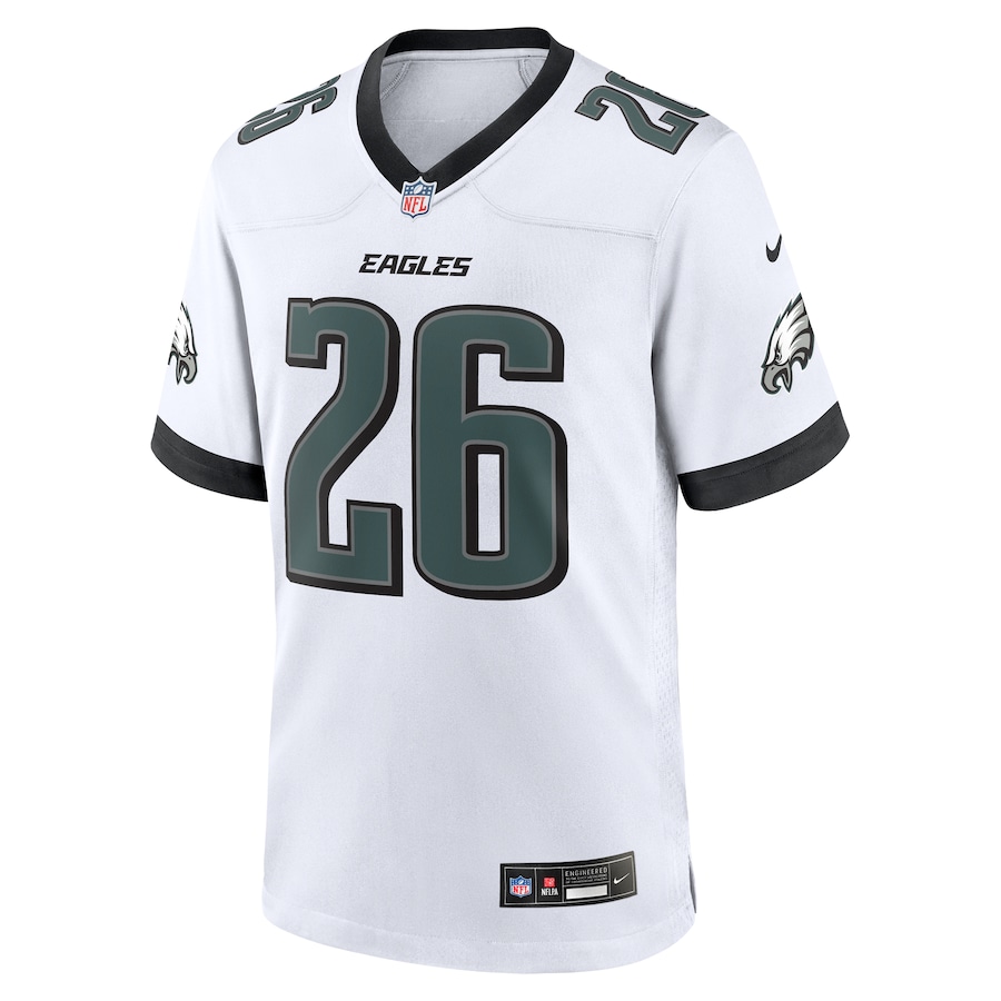 Men's Philadelphia Eagles #26 Saquon Barkley White White Game Jersey