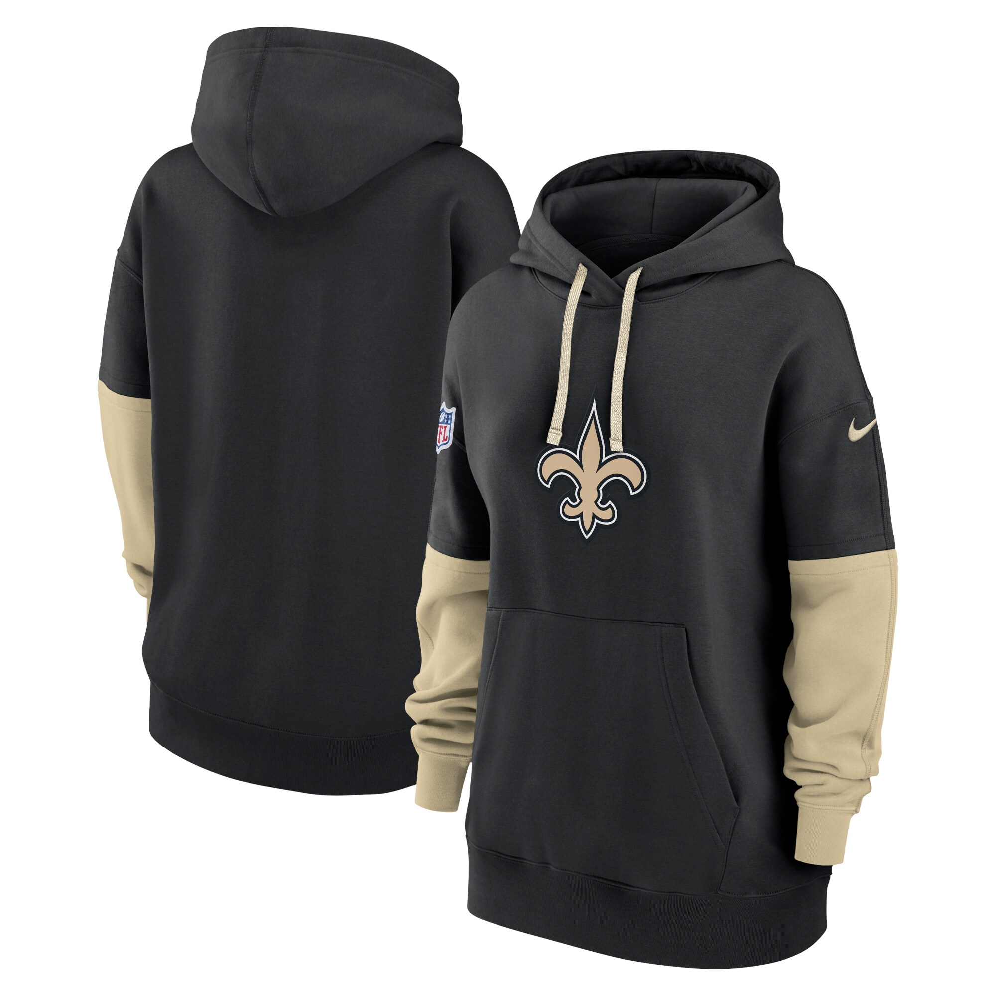 New Orleans Saints Women's 2024 Sideline Essential Fleece Pullover Hoodie - Black