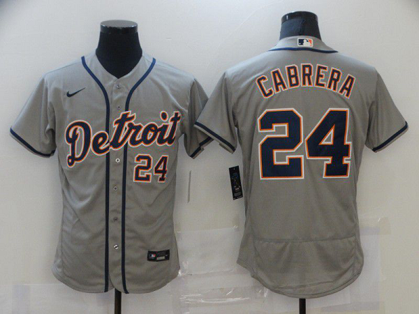 Men Detroit Tigers #24 Cabrera Grey Elite 2021  MLB Jersey