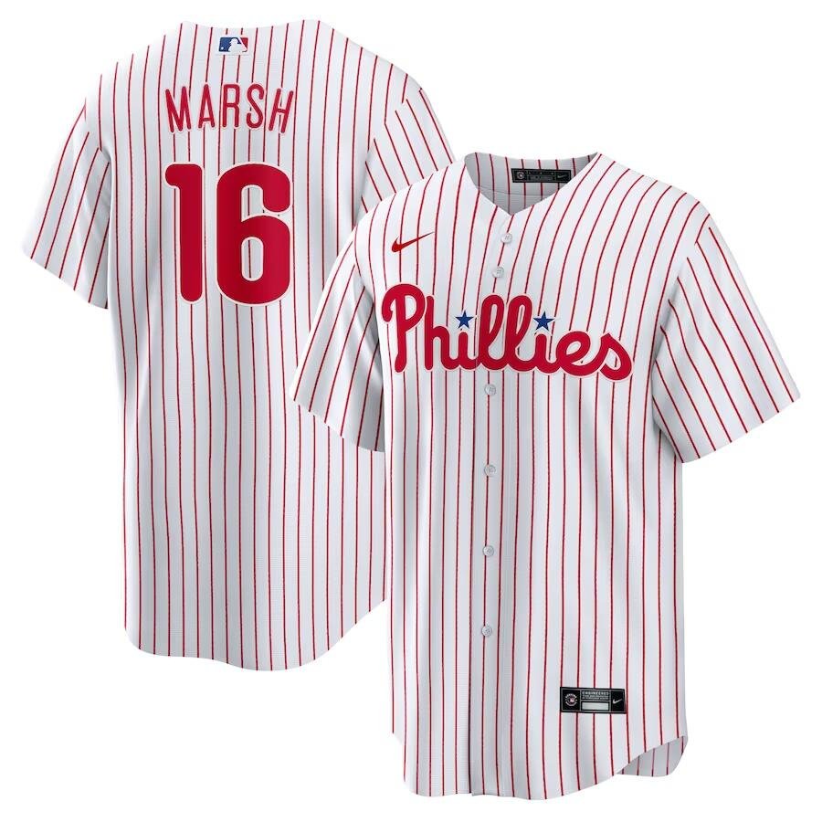 Men's Philadelphia Phillies #16 Brandon Marsh  White Jersey