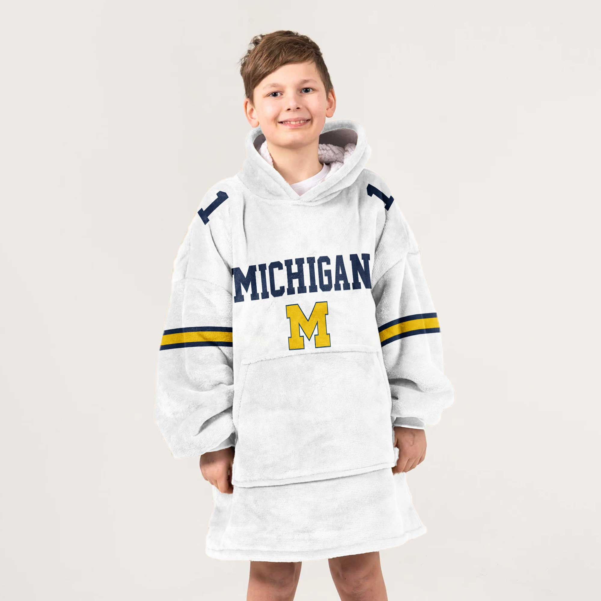 Kid 1 Michigan Football Unisex Blanket Hoodie
