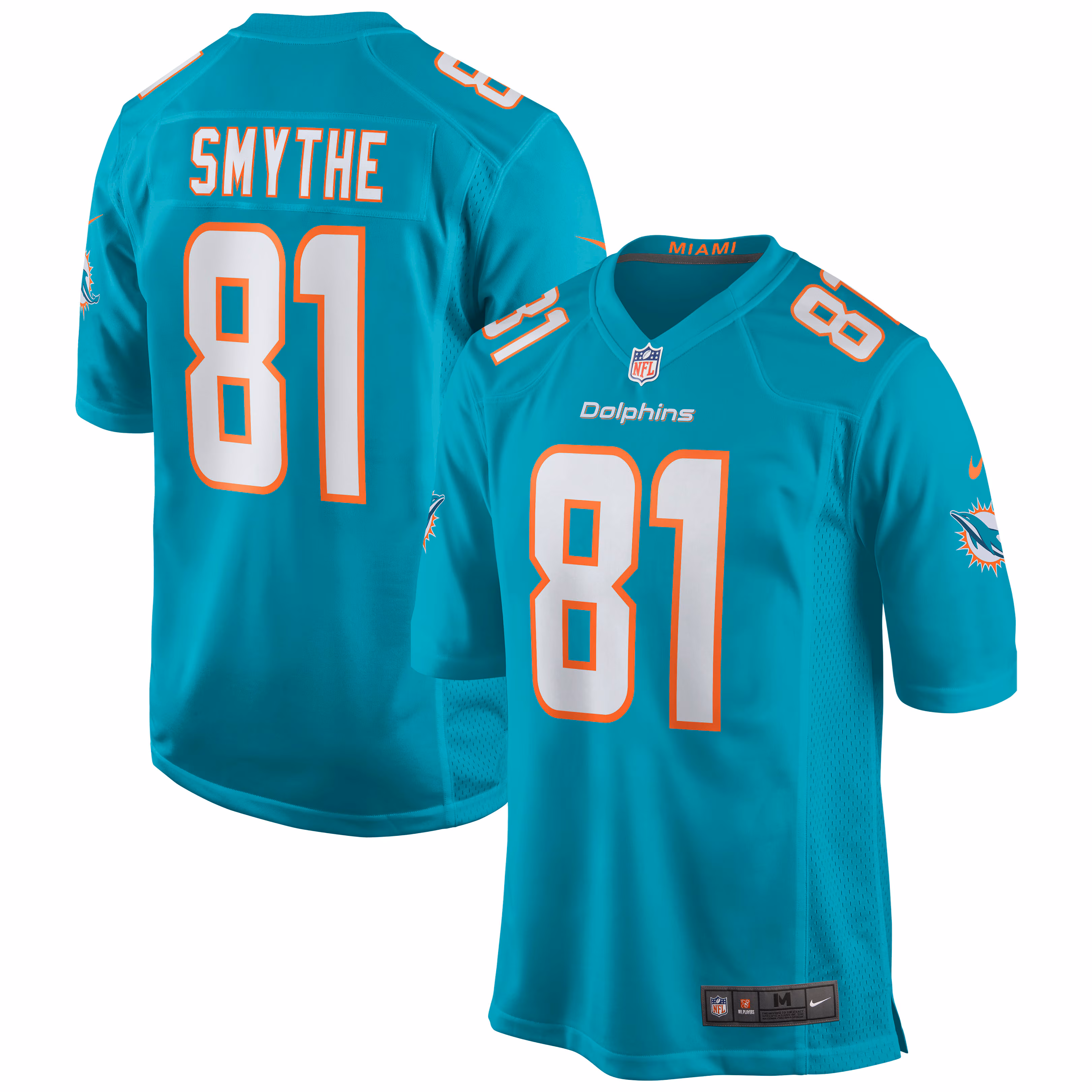Durham Smythe Miami Dolphins Game Jersey - Aqua