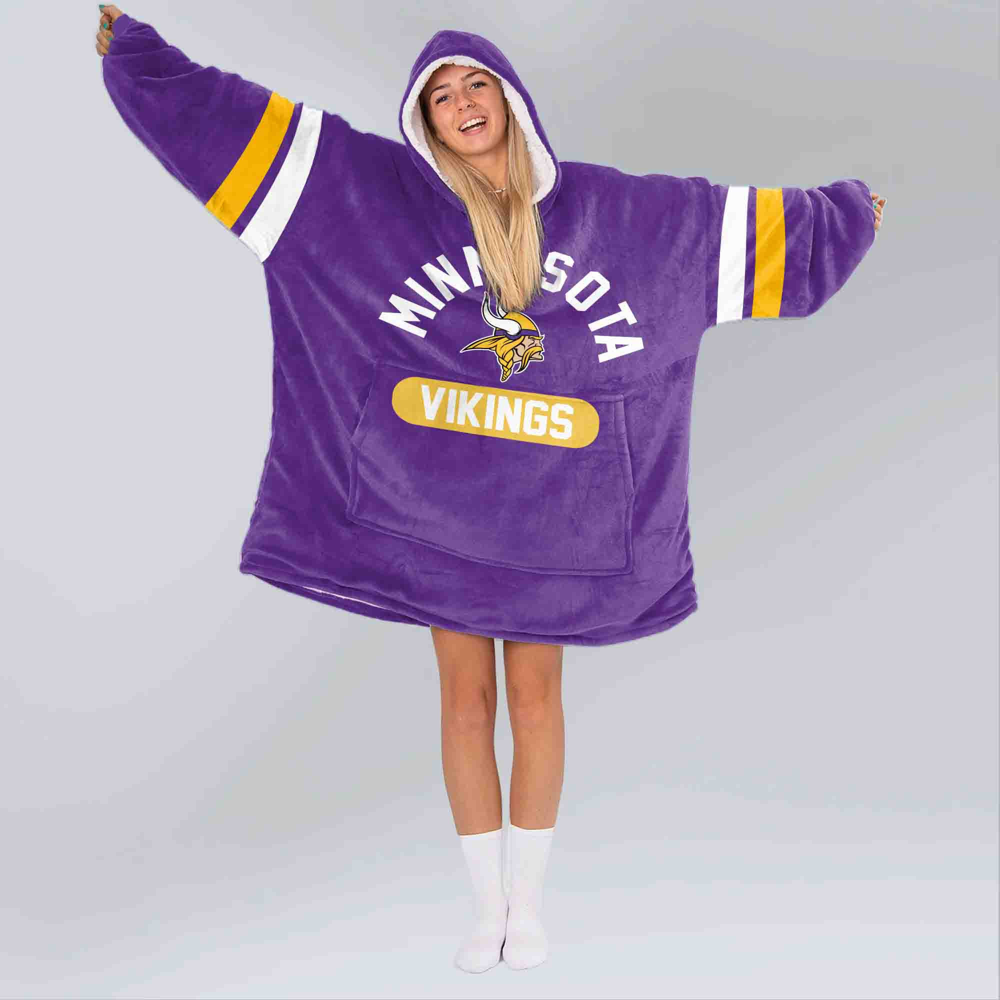 Adult JJ 18 Minnesota Football Unisex Blanket Hoodie