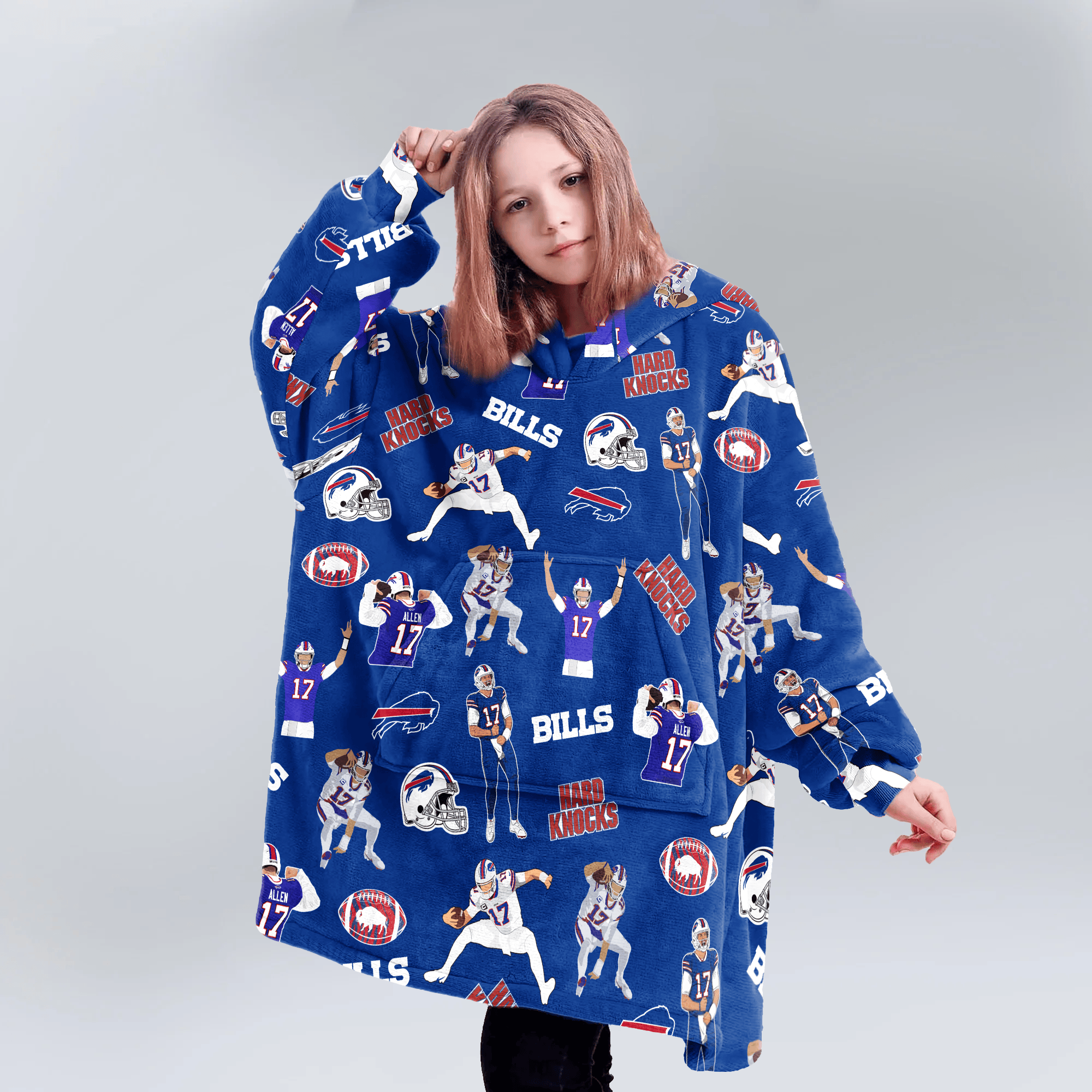 J.A 17 Buffalo Football Full Patterns Unisex Blanket Hoodie