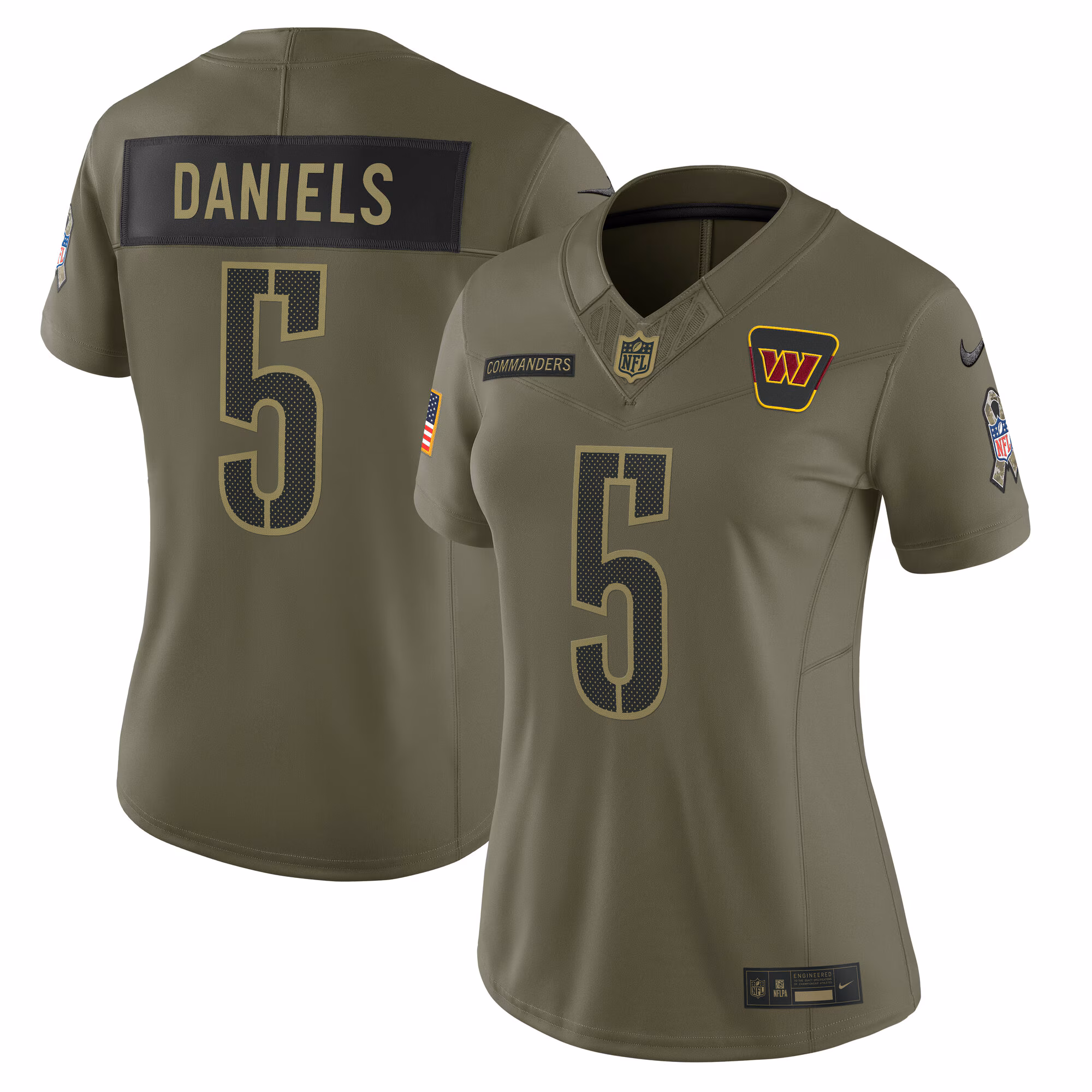 Women's Washington Commanders Jayden Daniels Olive 2025 Salute to Service Limited Jersey