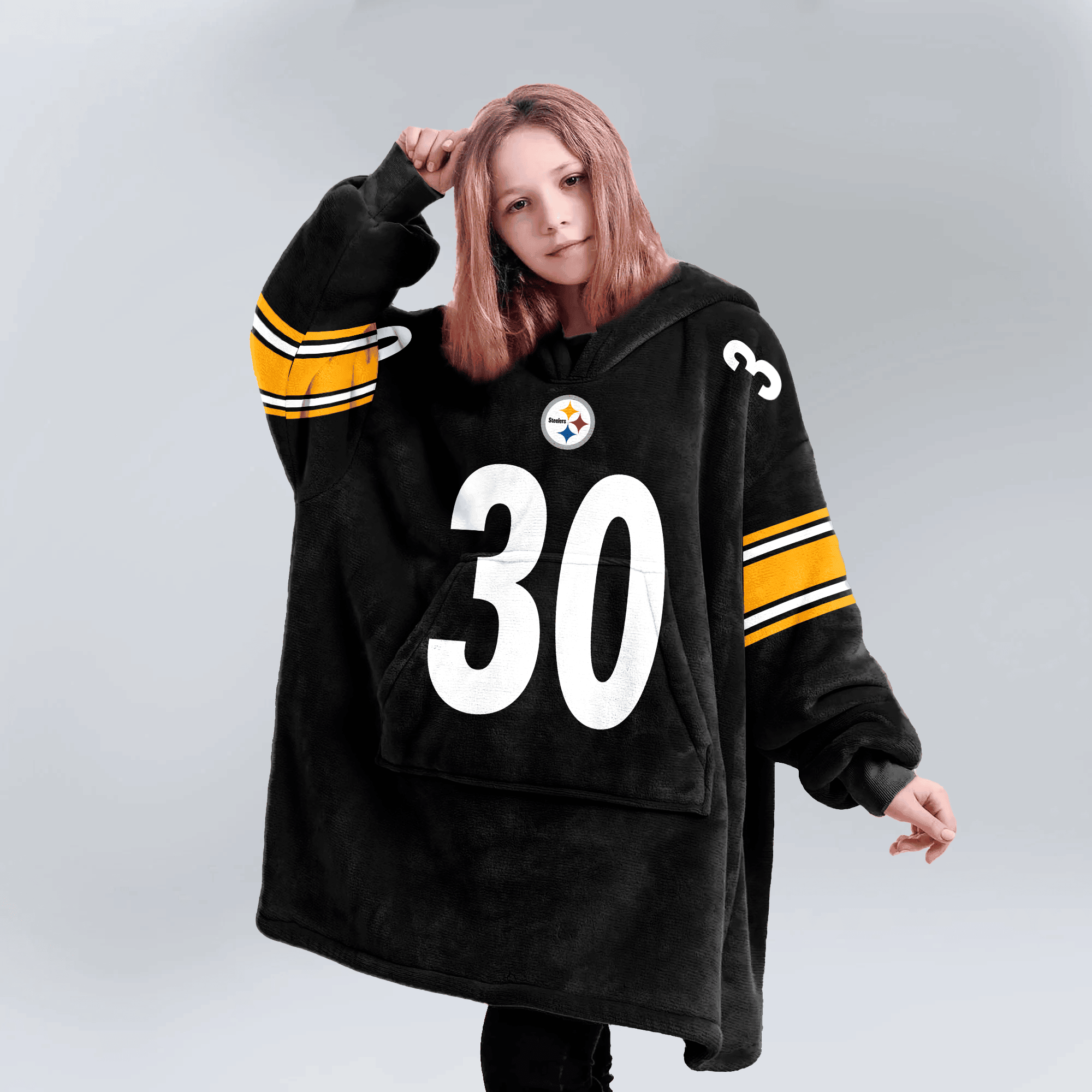 Kid 30 Pittsburgh Football Unisex Blanket Hoodie