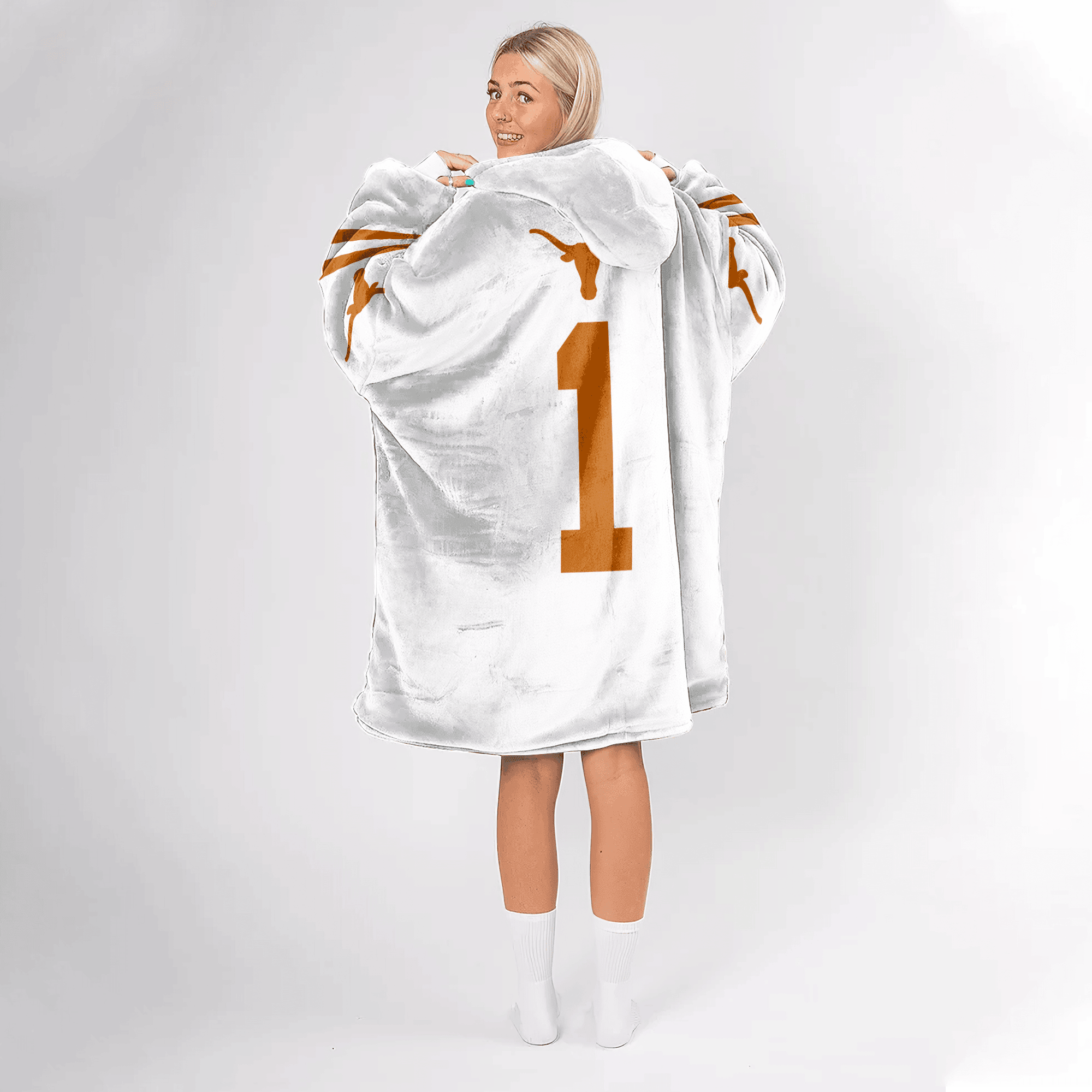 Adult 1 Texas Football Unisex Blanket Hoodie
