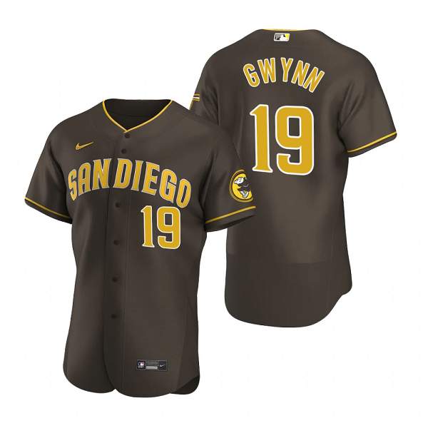Men's San Diego Padres #19 Tony Gwynn  Brown Flex Base Road Jersey