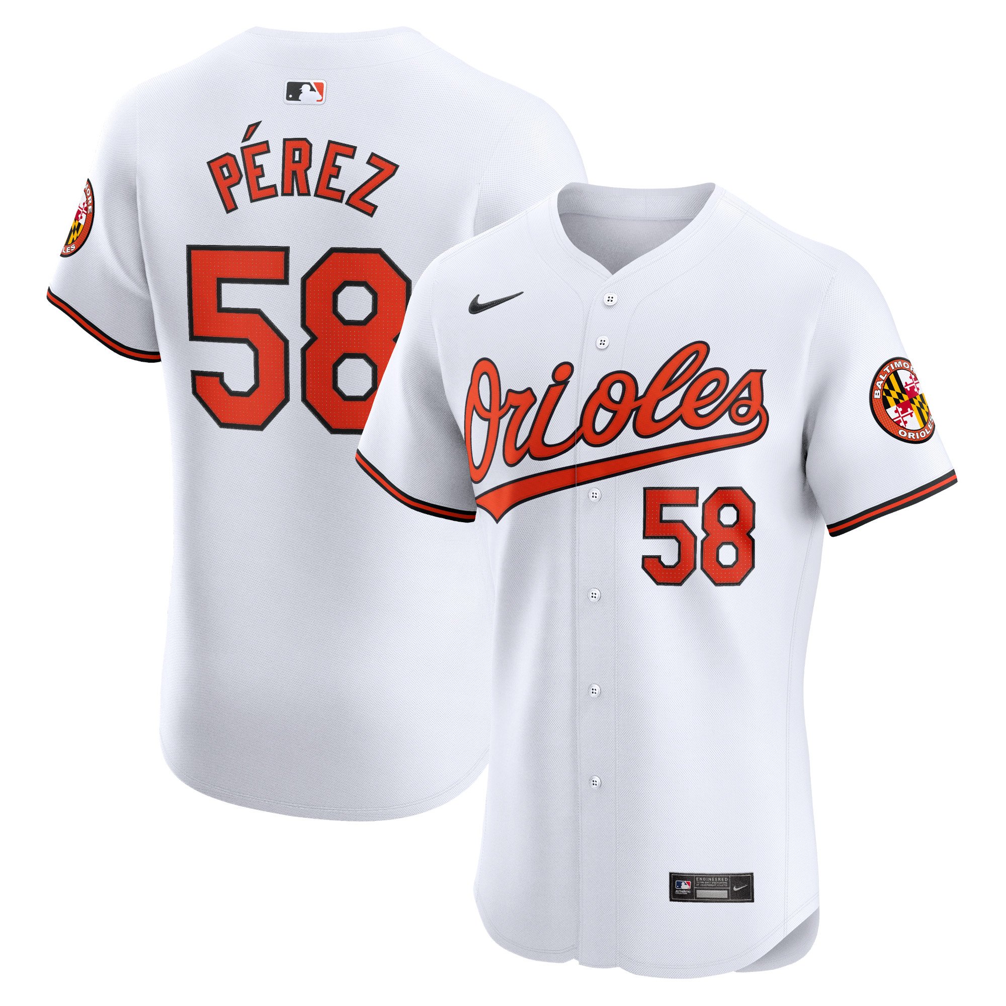 Men's Baltimore Orioles Cionel Perez  White Home Elite Player Jersey