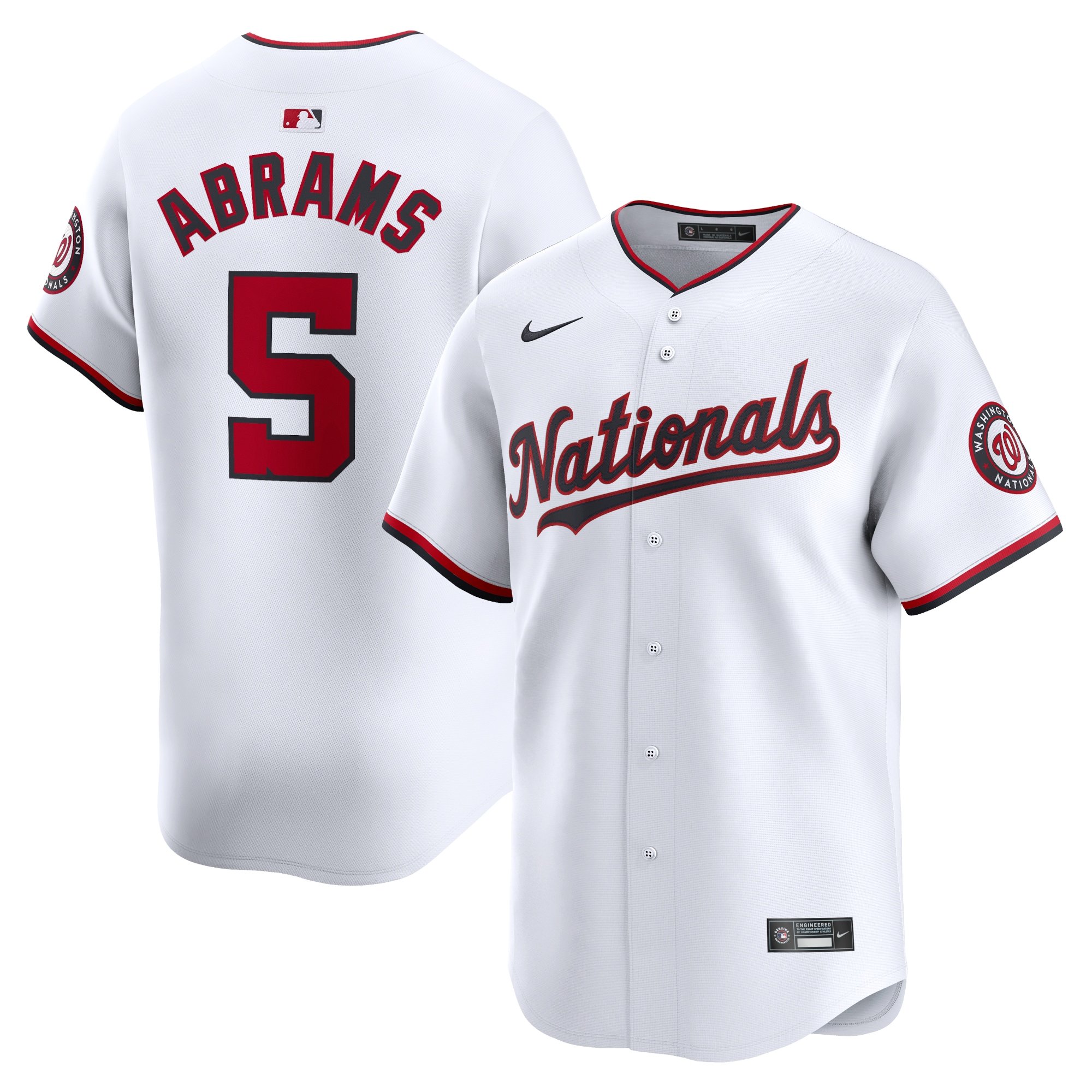Men's Washington Nationals #5 CJ Abrams  White Home Limited Player Jersey