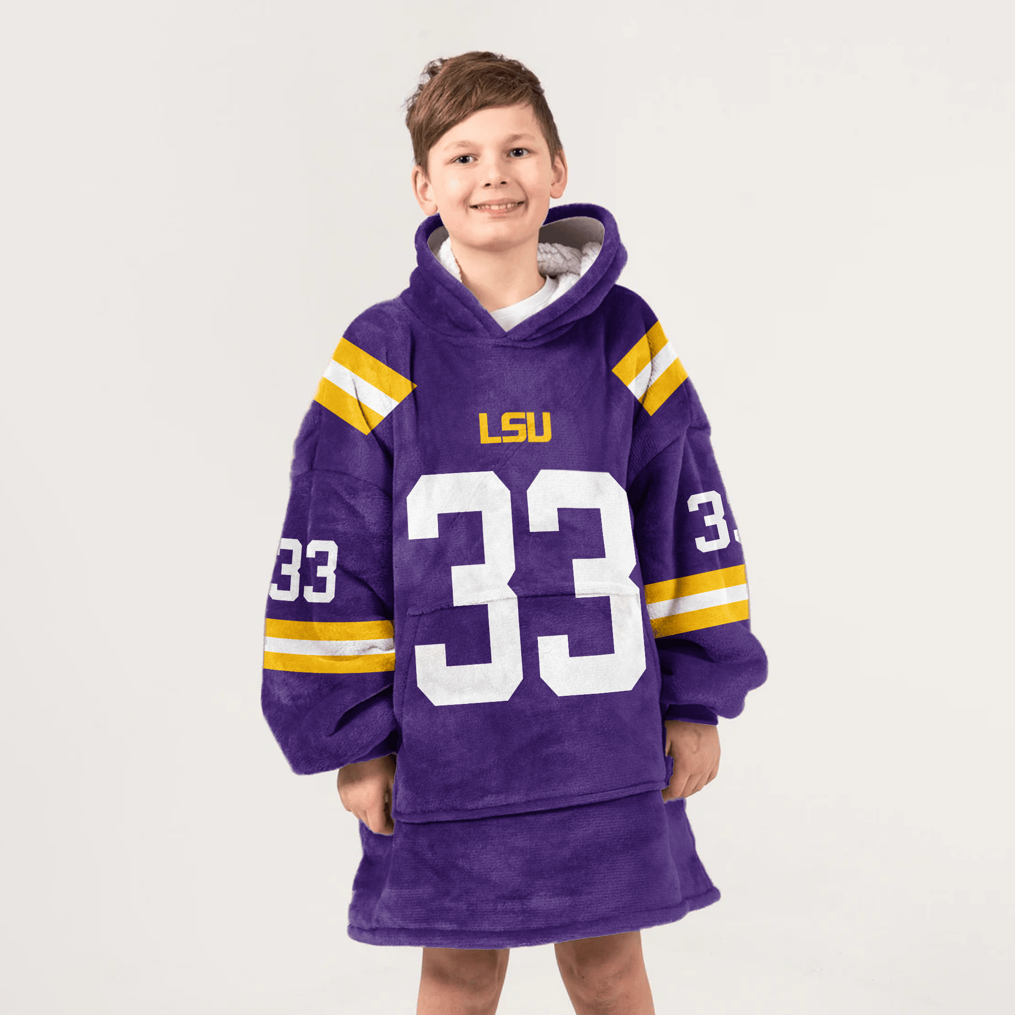 Kid W.W 33 LSU Football Unisex Blanket Hoodie