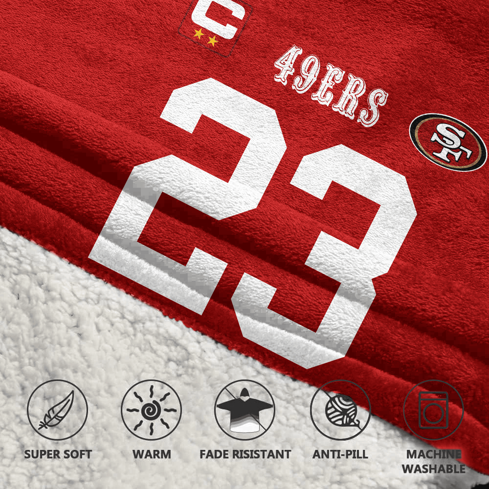 Kid C.M 23 Captain San Francisco 49ers Football Unisex Blanket Hoodie