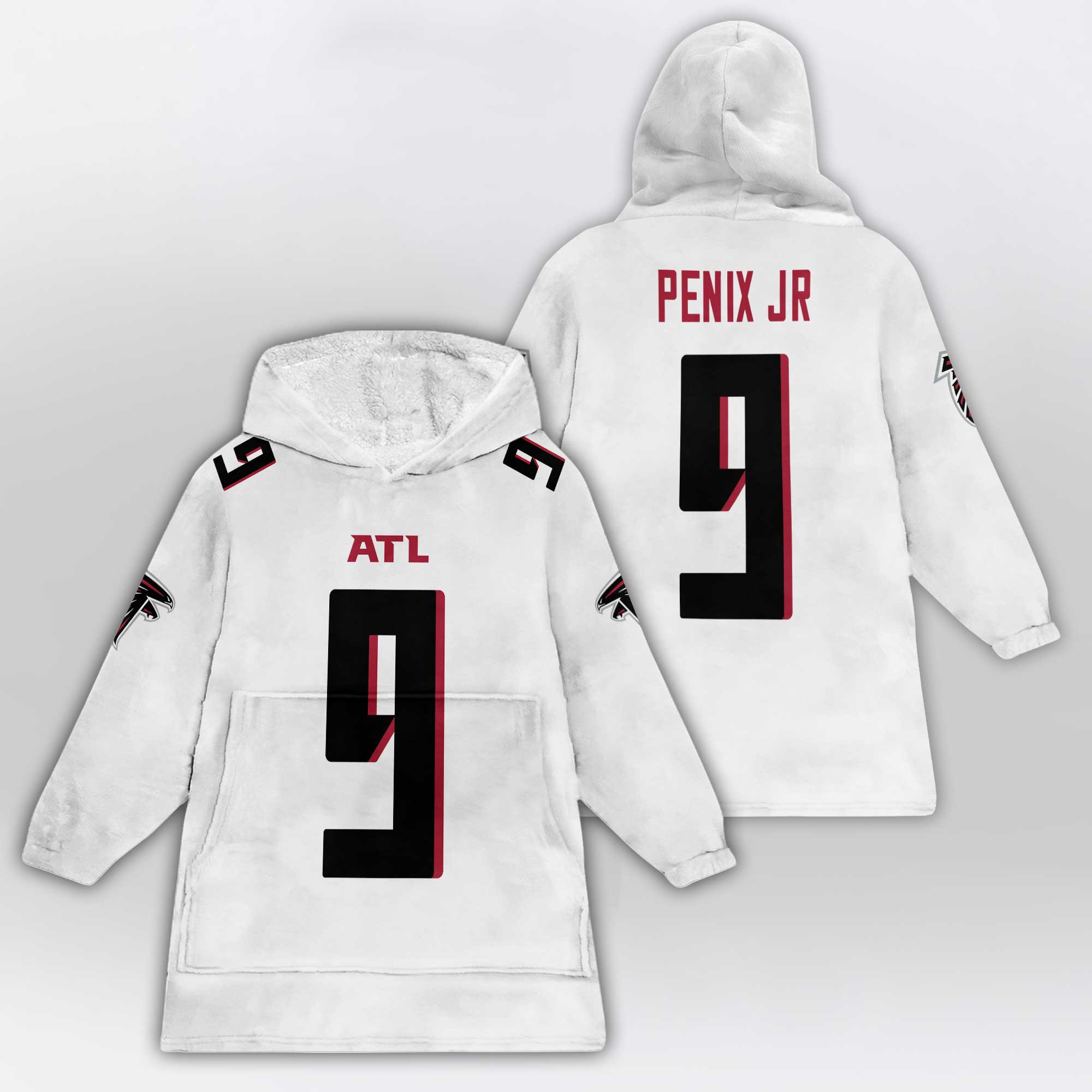Adult 9 Atlanta Football Unisex Blanket Hoodie