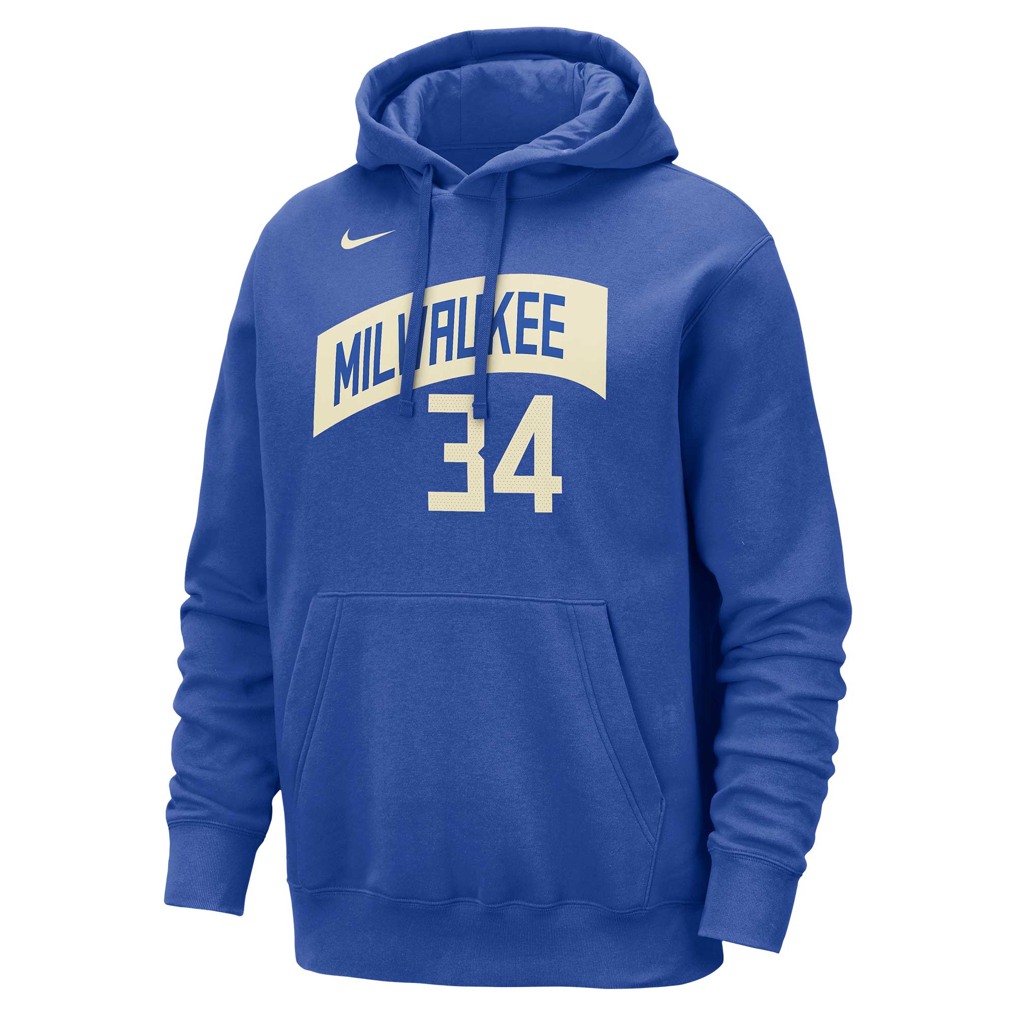 Men's Milwaukee Bucks Giannis Antetokounmpo  Royal 2023/24 City Edition Name & Number Pullover Hoodie