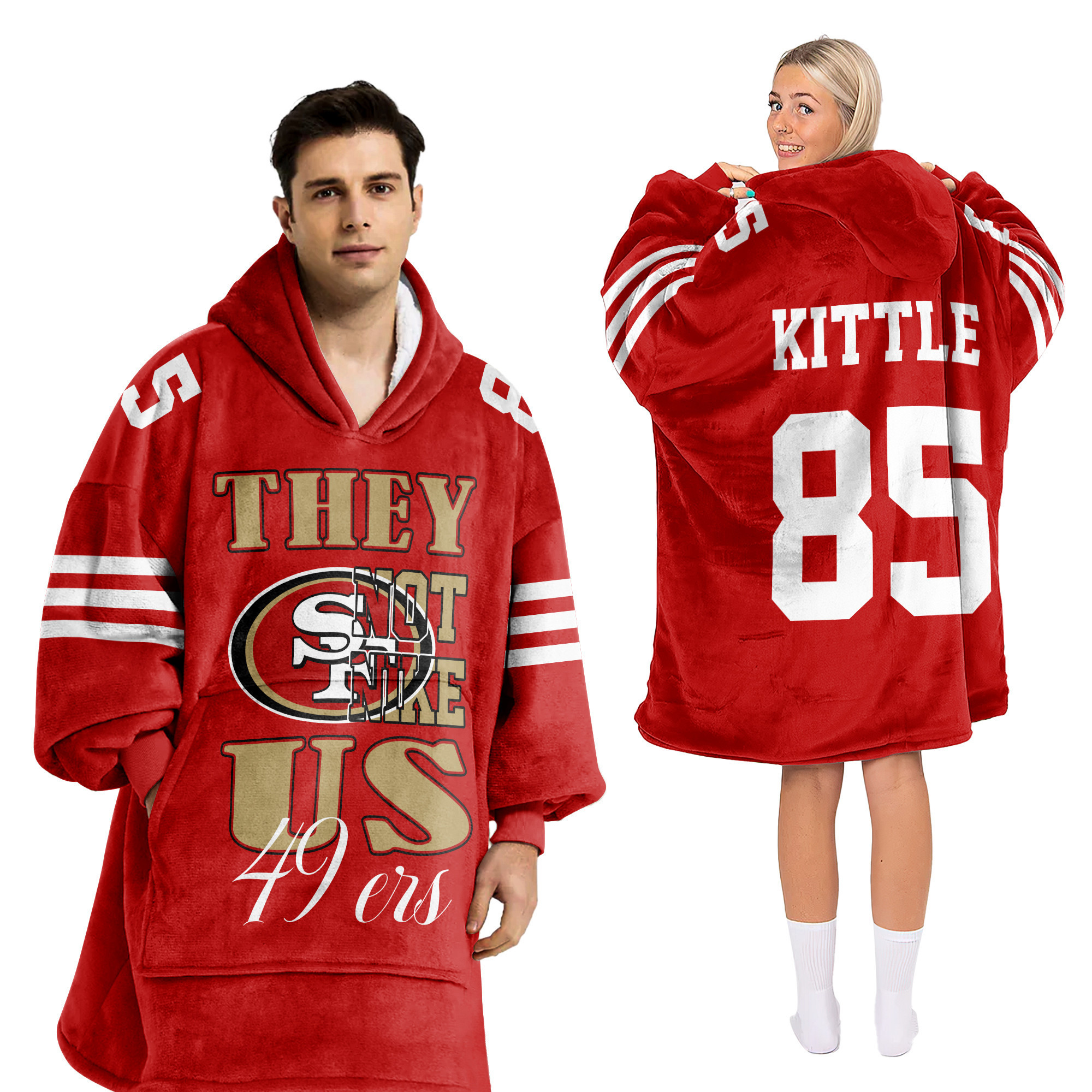Adult They Not Like Us 85 San Francisco 49ers Football Unisex Blanket Hoodie