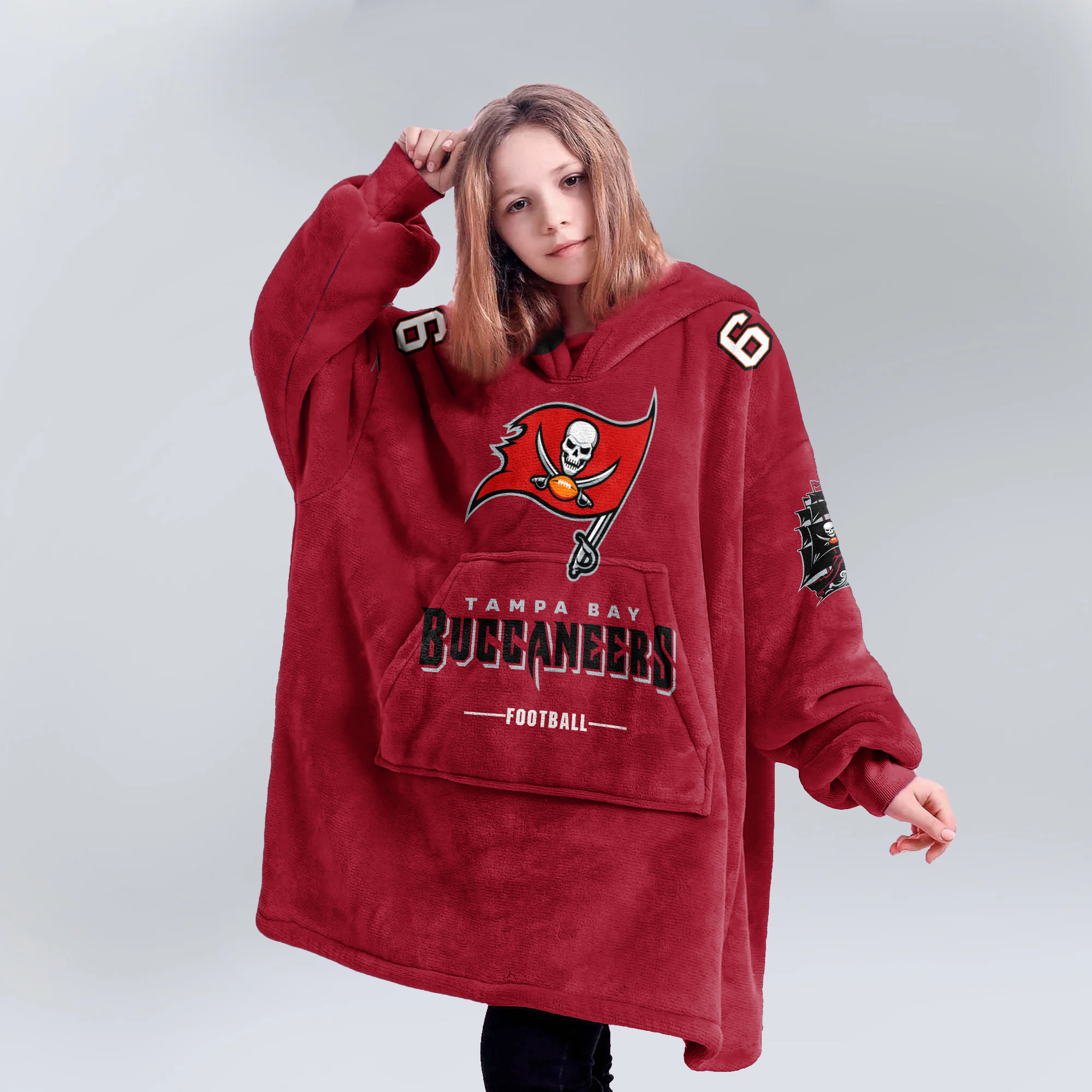 Adult B.M 6 Tampa Bay Football Unisex Blanket Hoodie