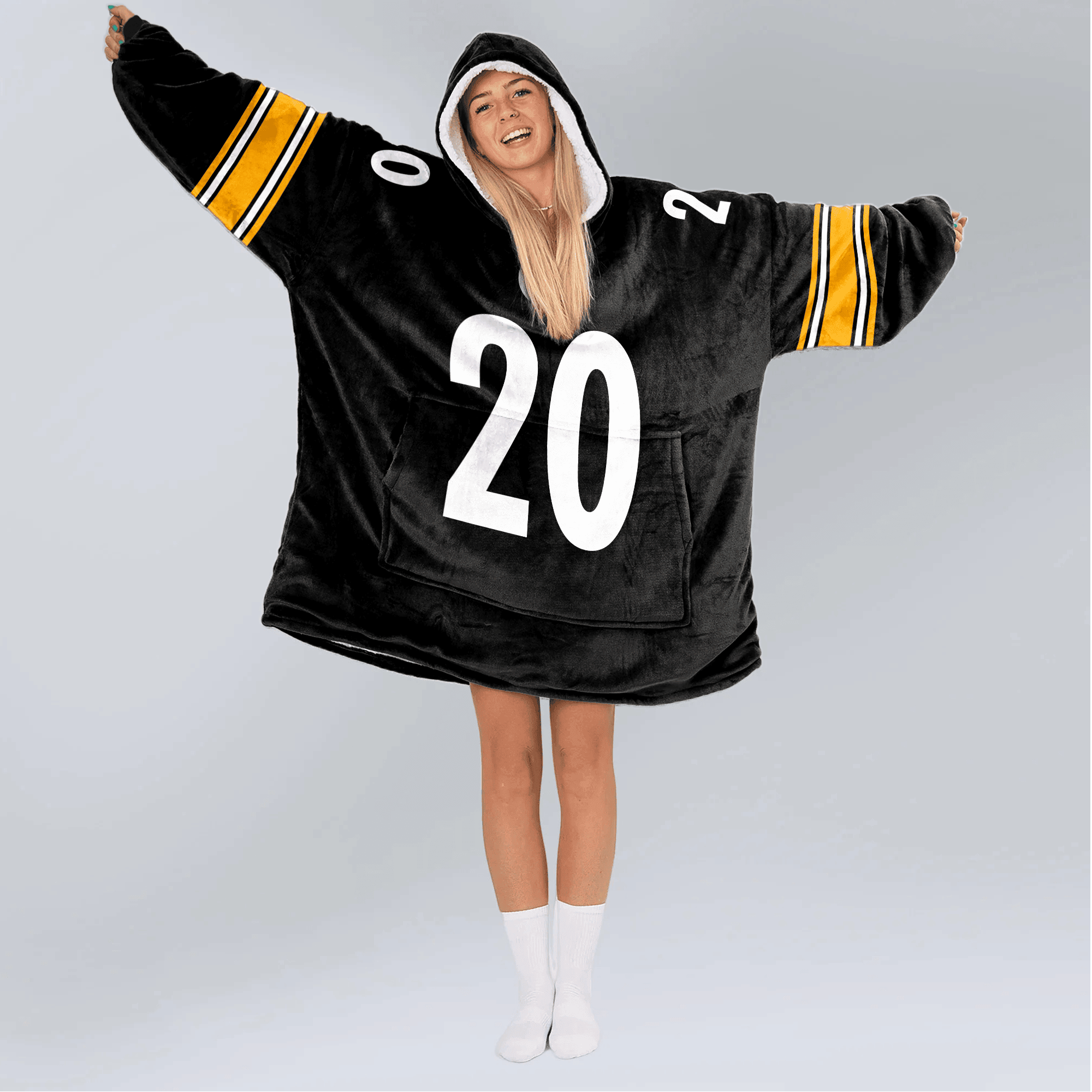 Adult 20 Pittsburgh Football Unisex Blanket Hoodie