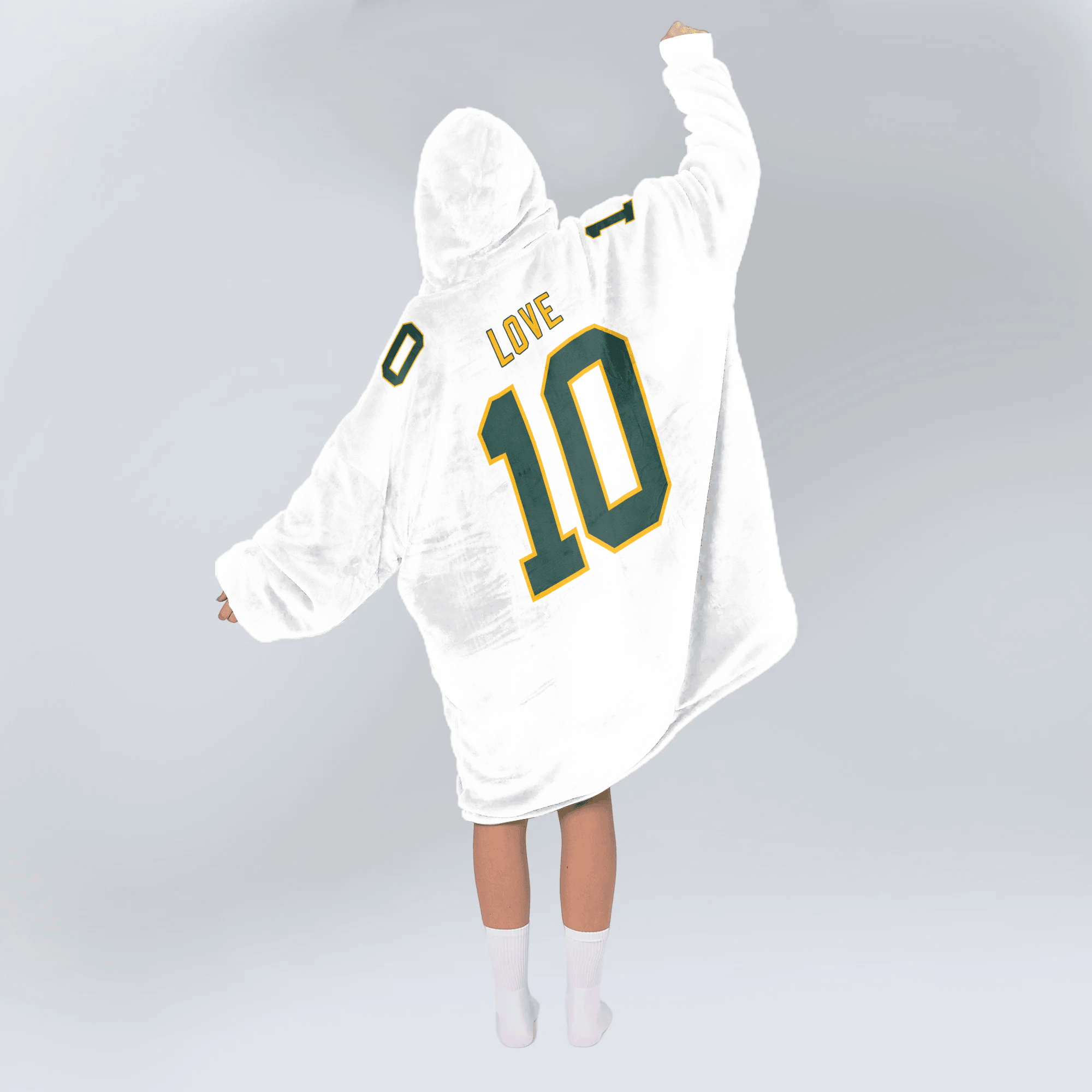 Adult J.L 10 Captain Green Bay Football Unisex Blanket Hoodie