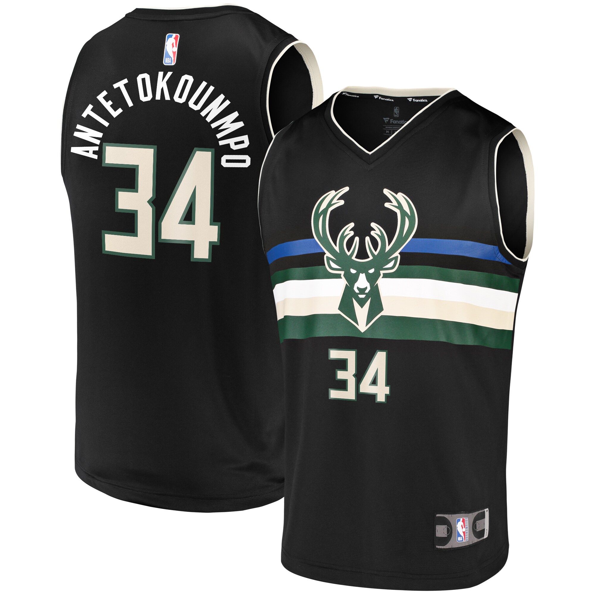 Giannis Antetokounmpo Milwaukee Bucks  Fast Break Team Replica Jersey - Statement Edition - Black