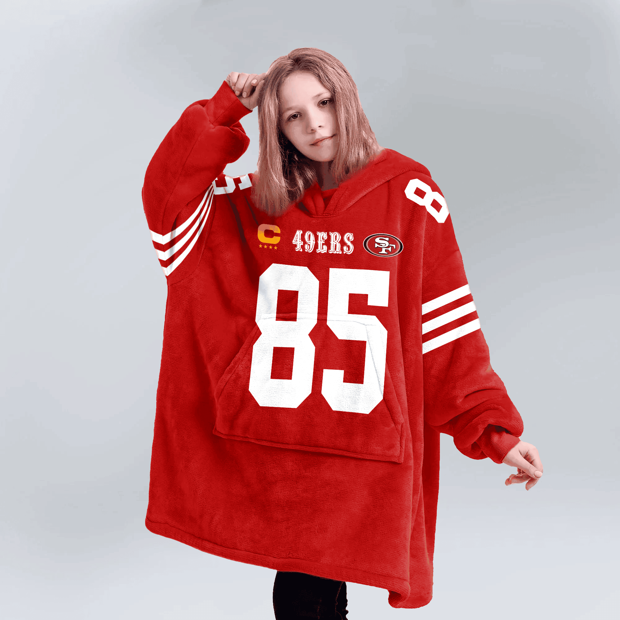 Adult Captain 85 San Francisco 49ers Football Unisex Blanket Hoodie