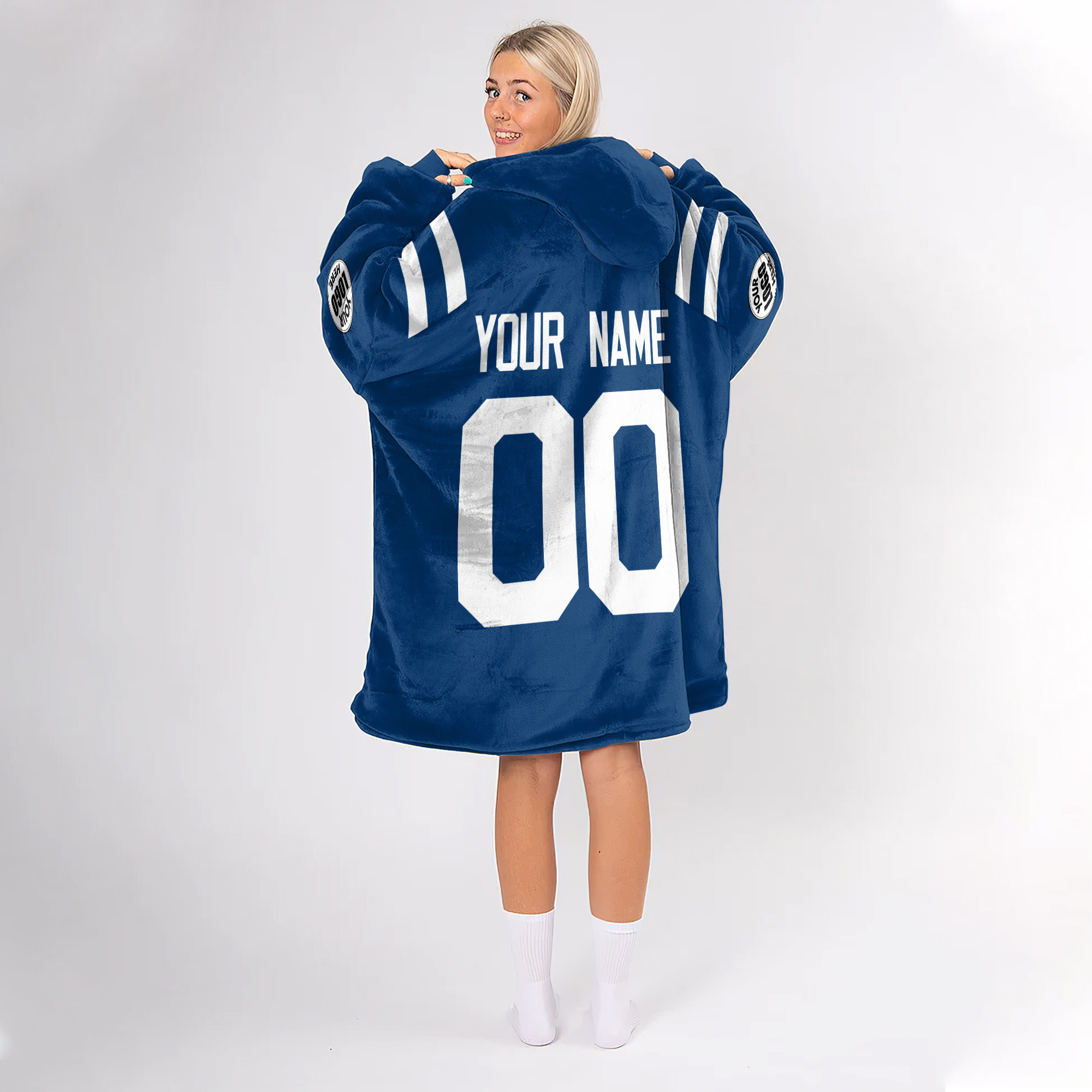 Adult Custom Blanket Hoodie Indianapolis Inspired Color