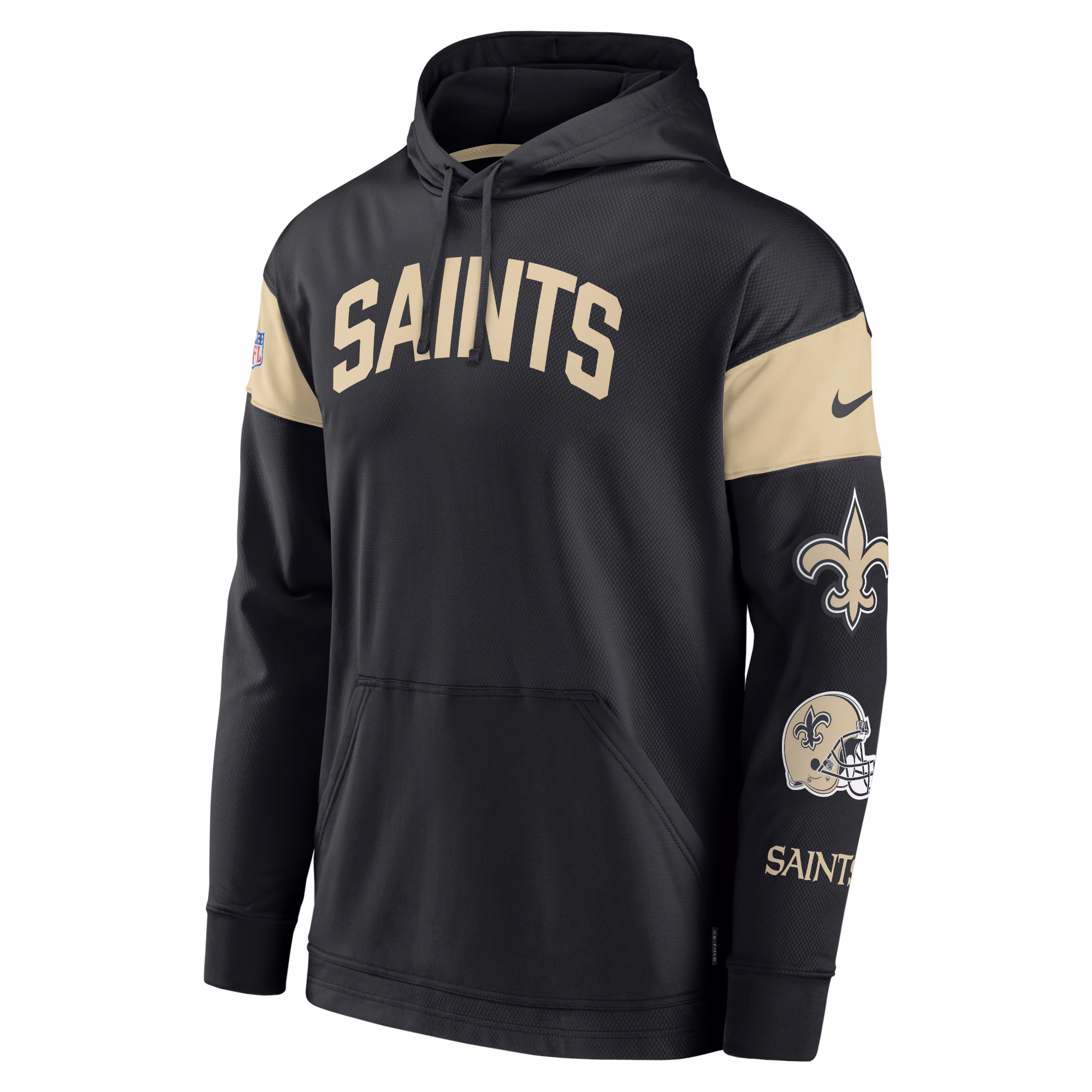 New Orleans Saints Sideline Athletic Arch Jersey Performance Pullover Hoodie - Black