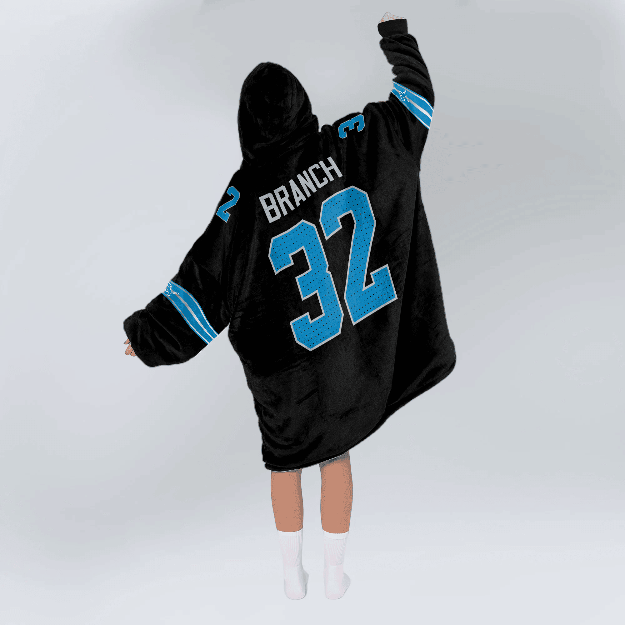 Adult 32 Detroit Football Unisex Blanket Hoodie