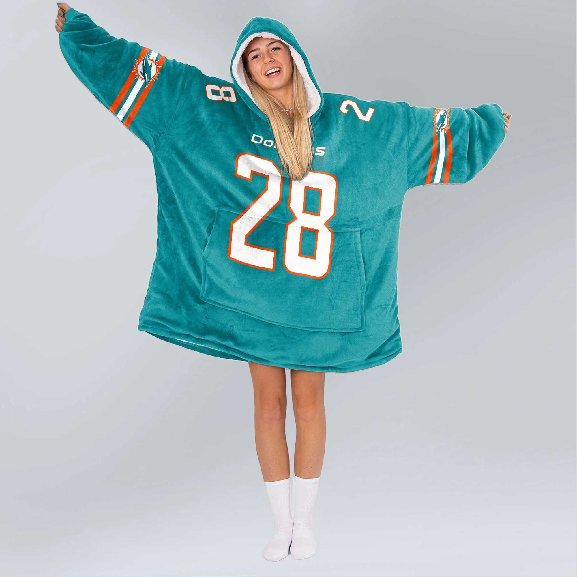 Adult 28 Miami Football Unisex Blanket Hoodie