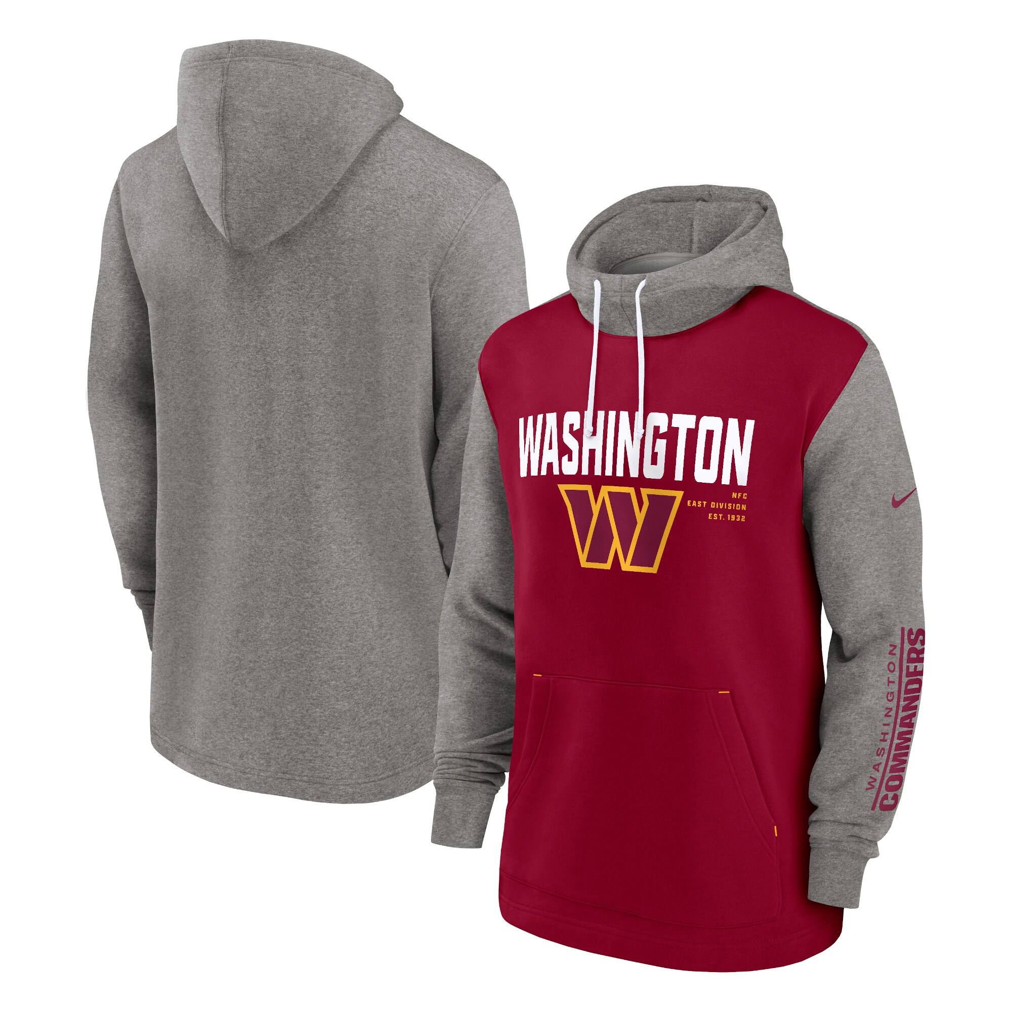 Washington Commanders Fashion Color Block Pullover Hoodie - Burgundy