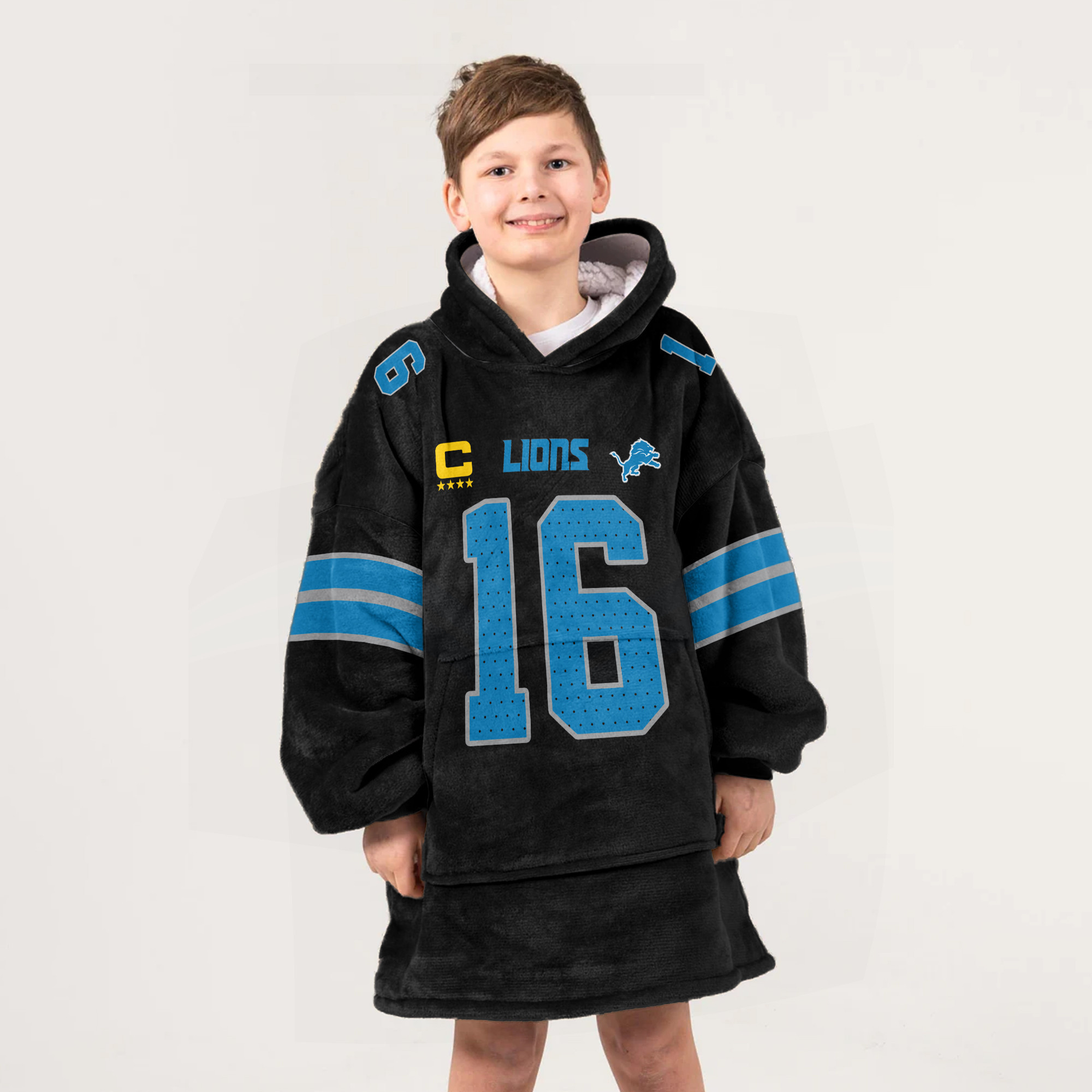 Adult J G 16 Detroit Lions Football Unisex Blanket Hoodie