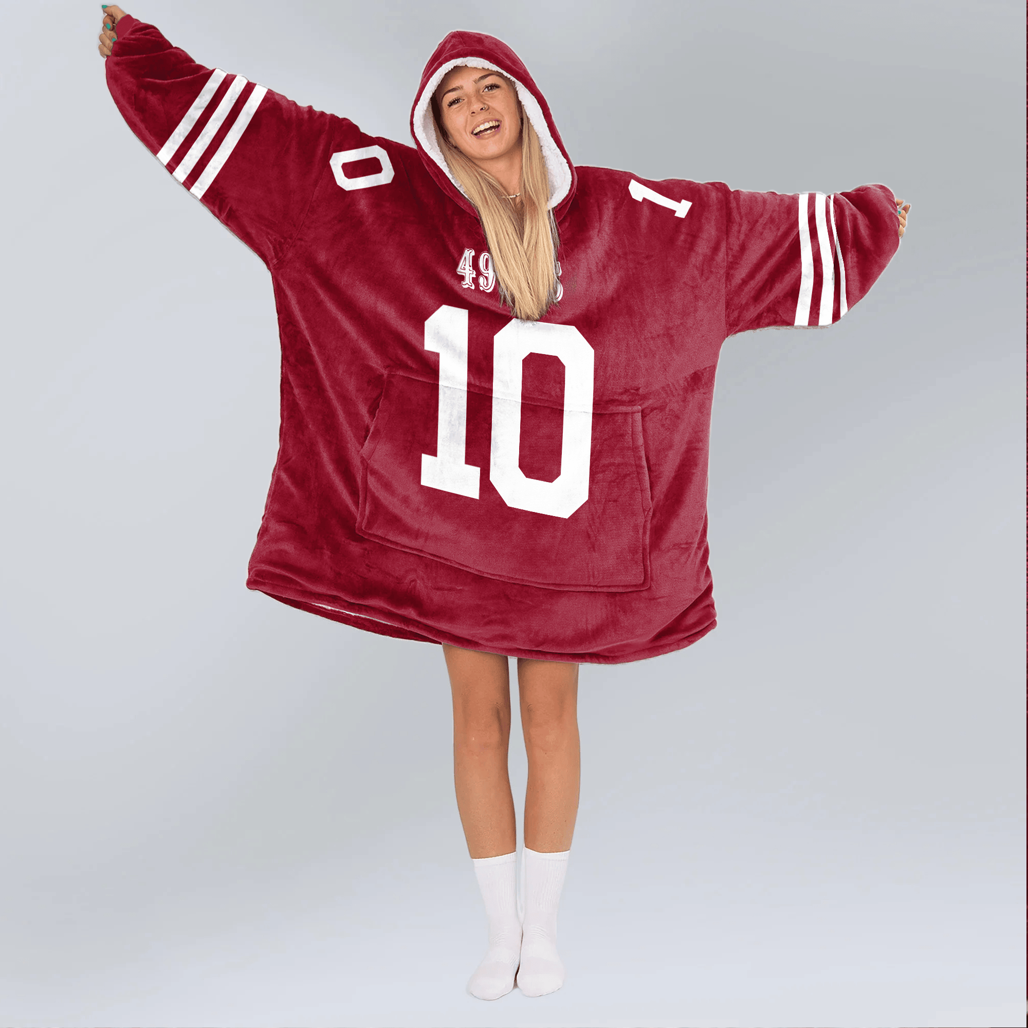 Adult M.J 10 San Francisco 49ers Football Unisex Blanket Hoodie